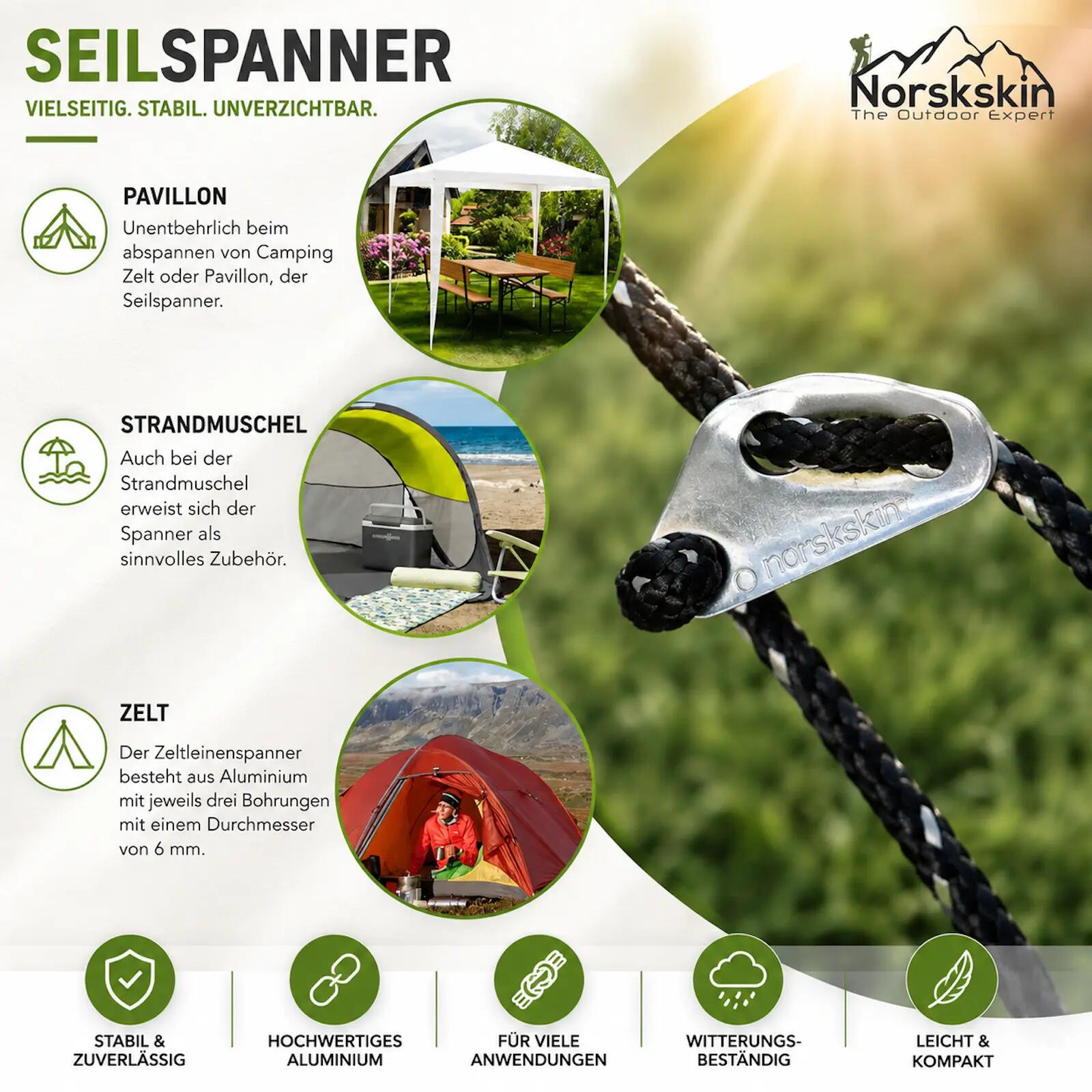 10 x Seilspanner für Zelt Vorzelt Camping Outdoor Zeltseilspanner für Bikerzelt 5/5