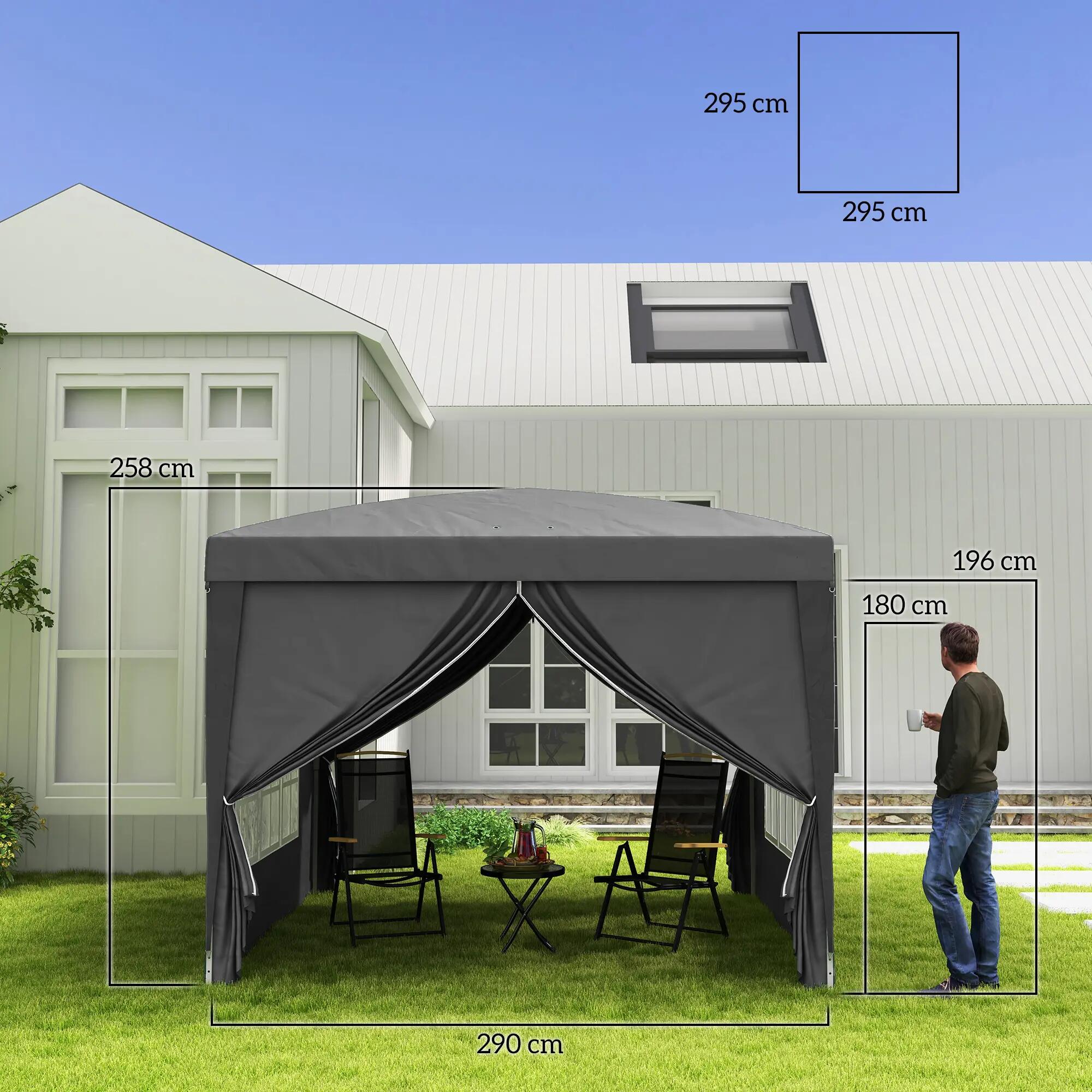 Tenda para exterior 295x295x195-258 cm cinzento Outsunny 3/7