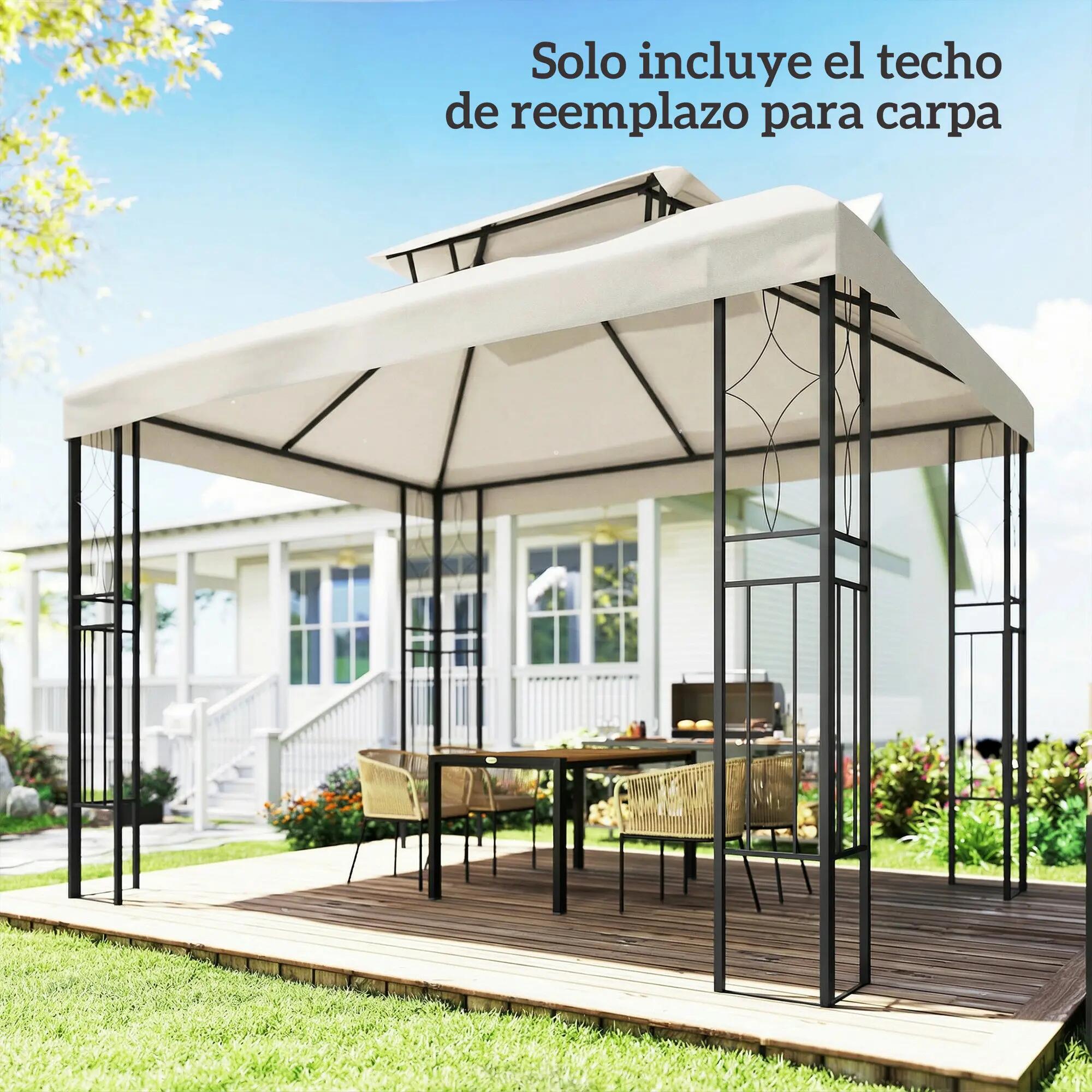 Techo de Repuesto Outsunny 400x300 cm Crema 4/7