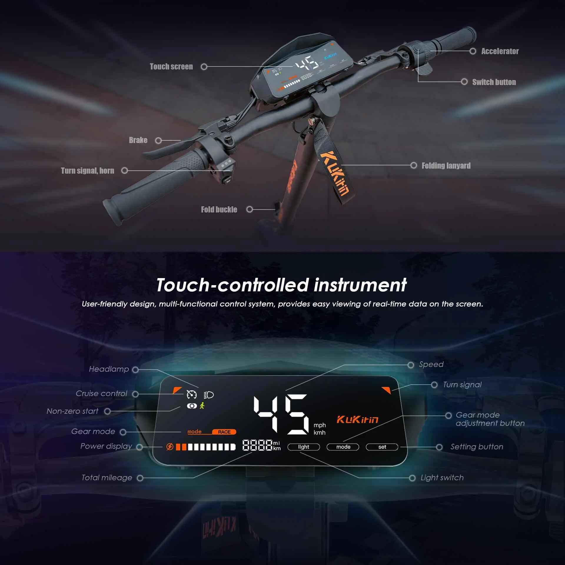 Trotic. elétrica dobrável KuKirin G2 25km/h 10" Vacuum 48V15.6AH 7/16