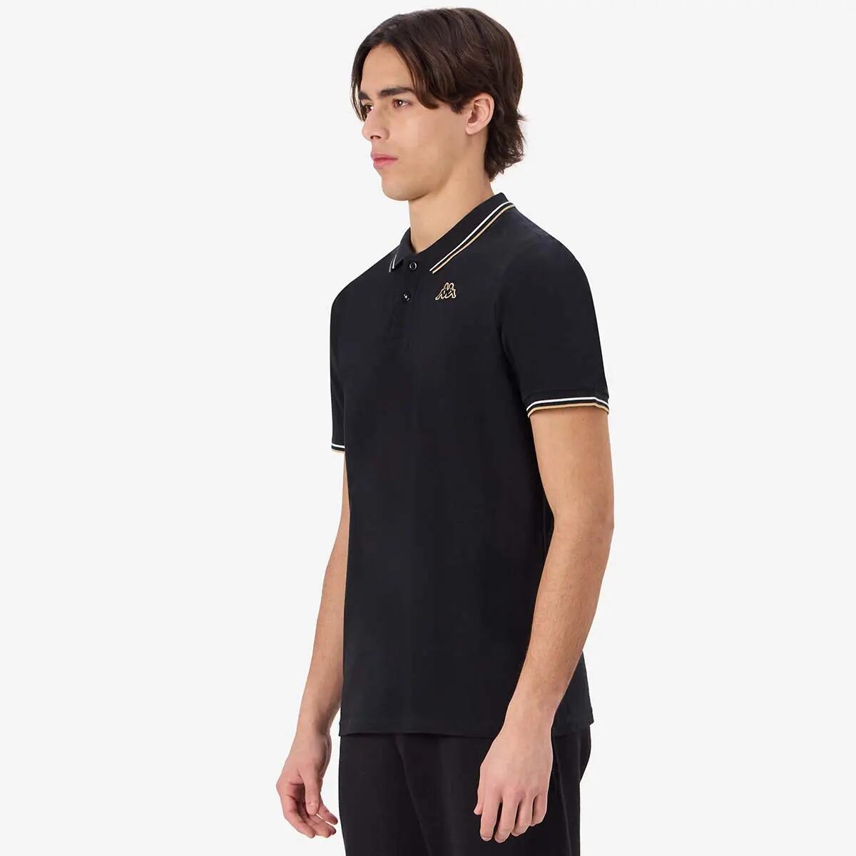 Polo Kappa Korpo de Hombre Negro con Logo 4/7
