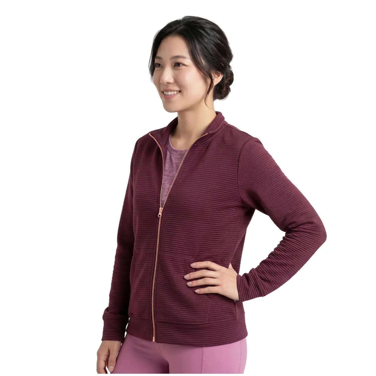 Bluza dresowa sportowa damska Go Walk Everywhere Full Zip Hoodless 3/4