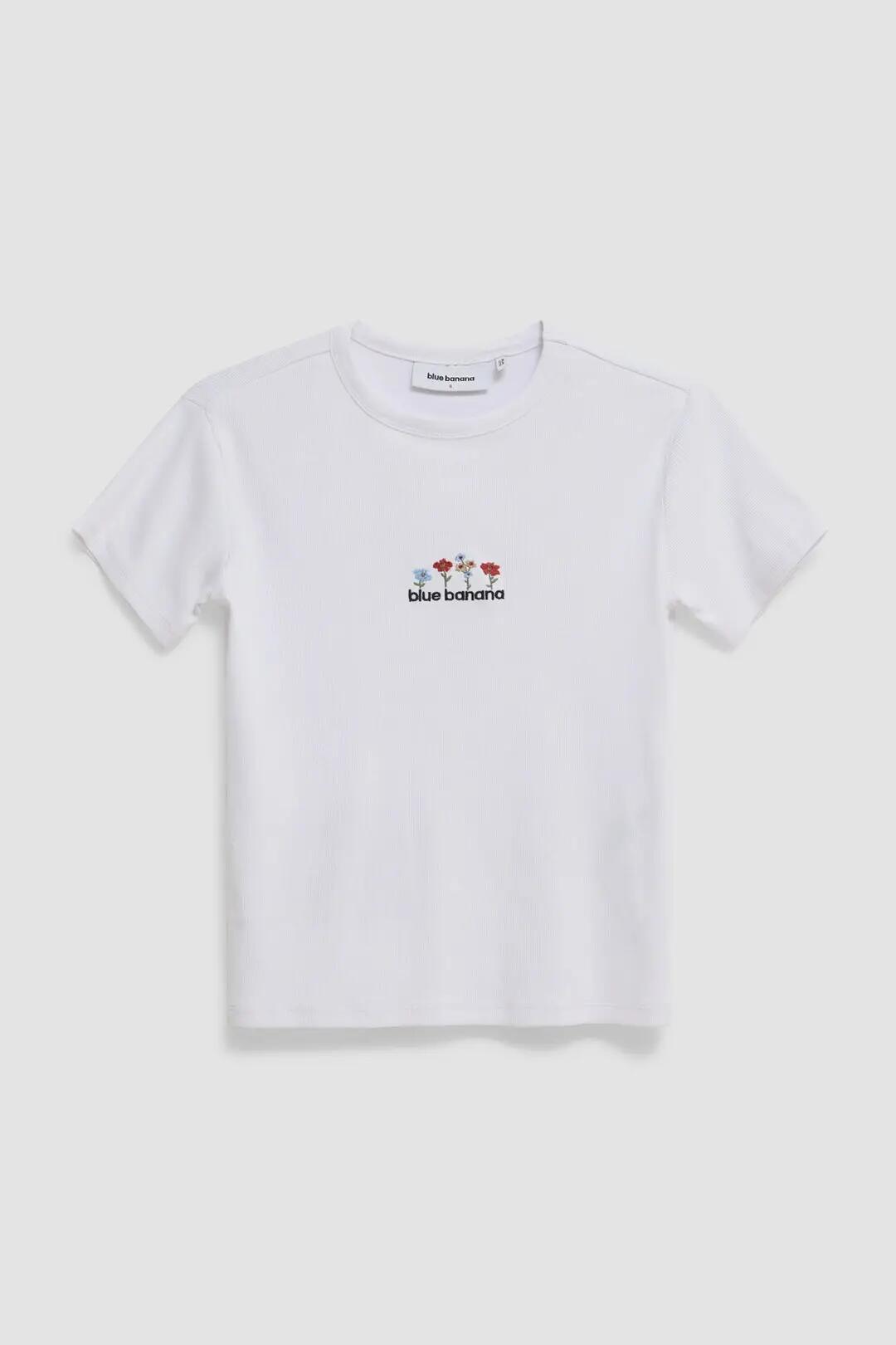 Camiseta de Mujer Blue Banana de Algodón Orgánico Garden Blanca 4/4