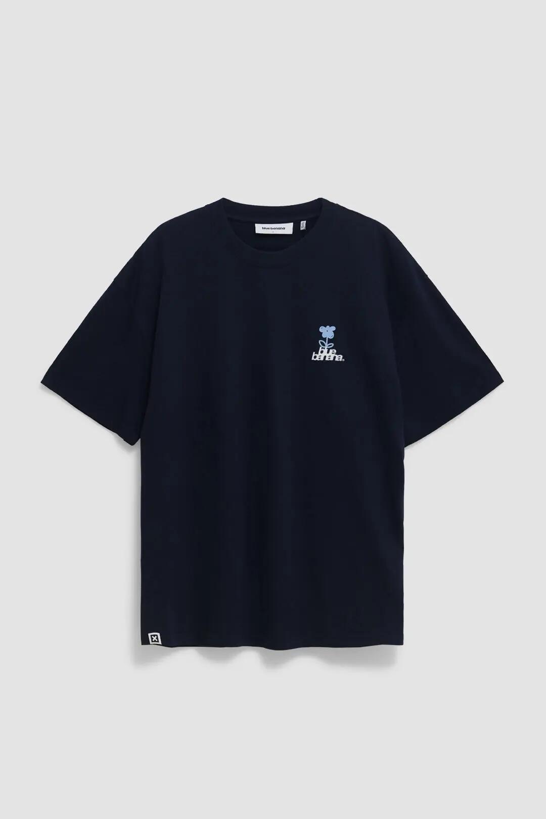 Camiseta Blue Banana de 100% Algodón Orgánico Flower Azul Marino 7/7