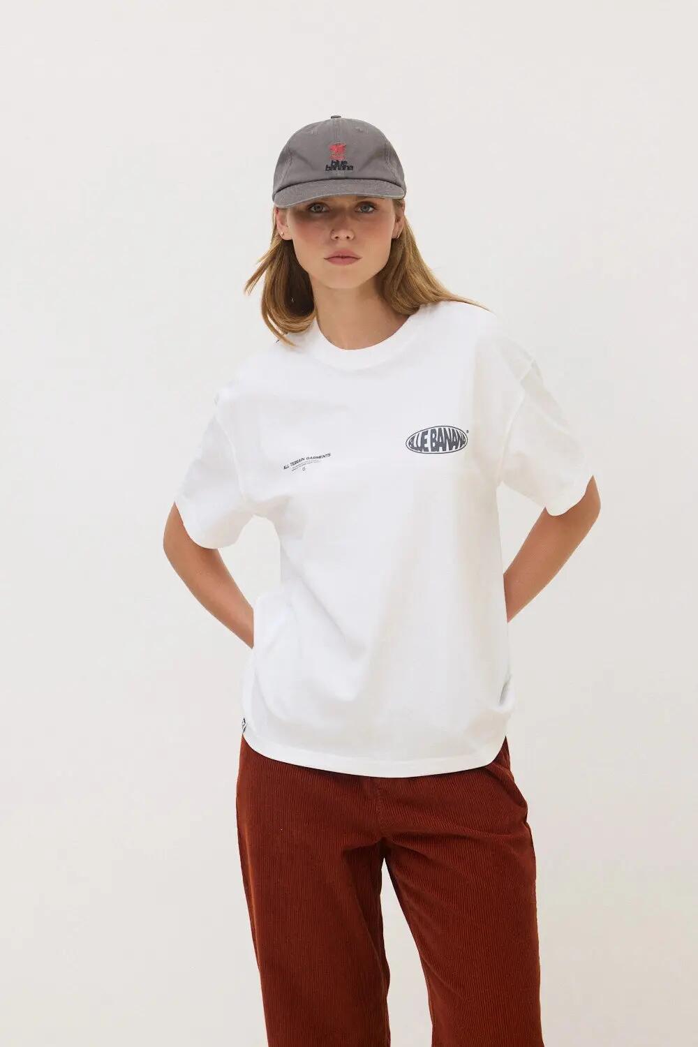 Camiseta Blue Banana de 100% Algodón Orgánico Oval Blanca 4/7