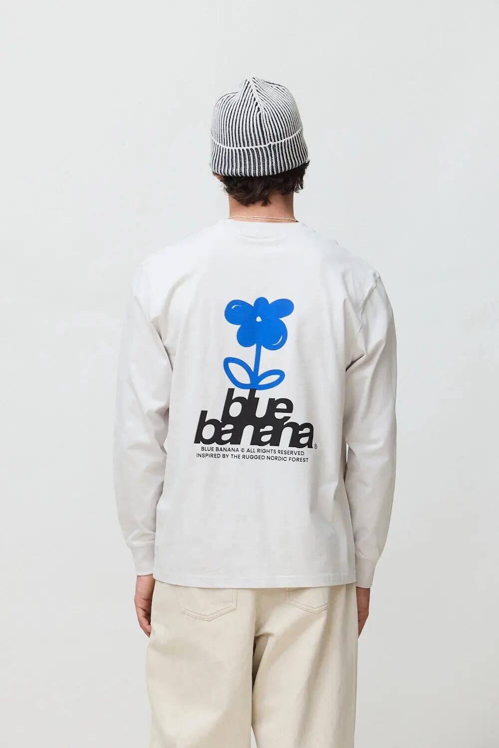Camiseta de Manga Larga Blue Banana de 100% Algodón Orgánico Flower Light Grey 2/6