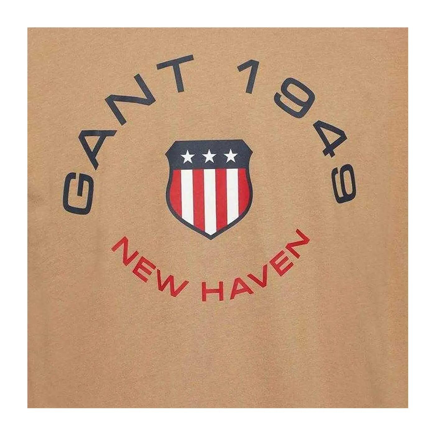 Maglietta Maniche Corte Uomo Gant Caramello Beige 3/3