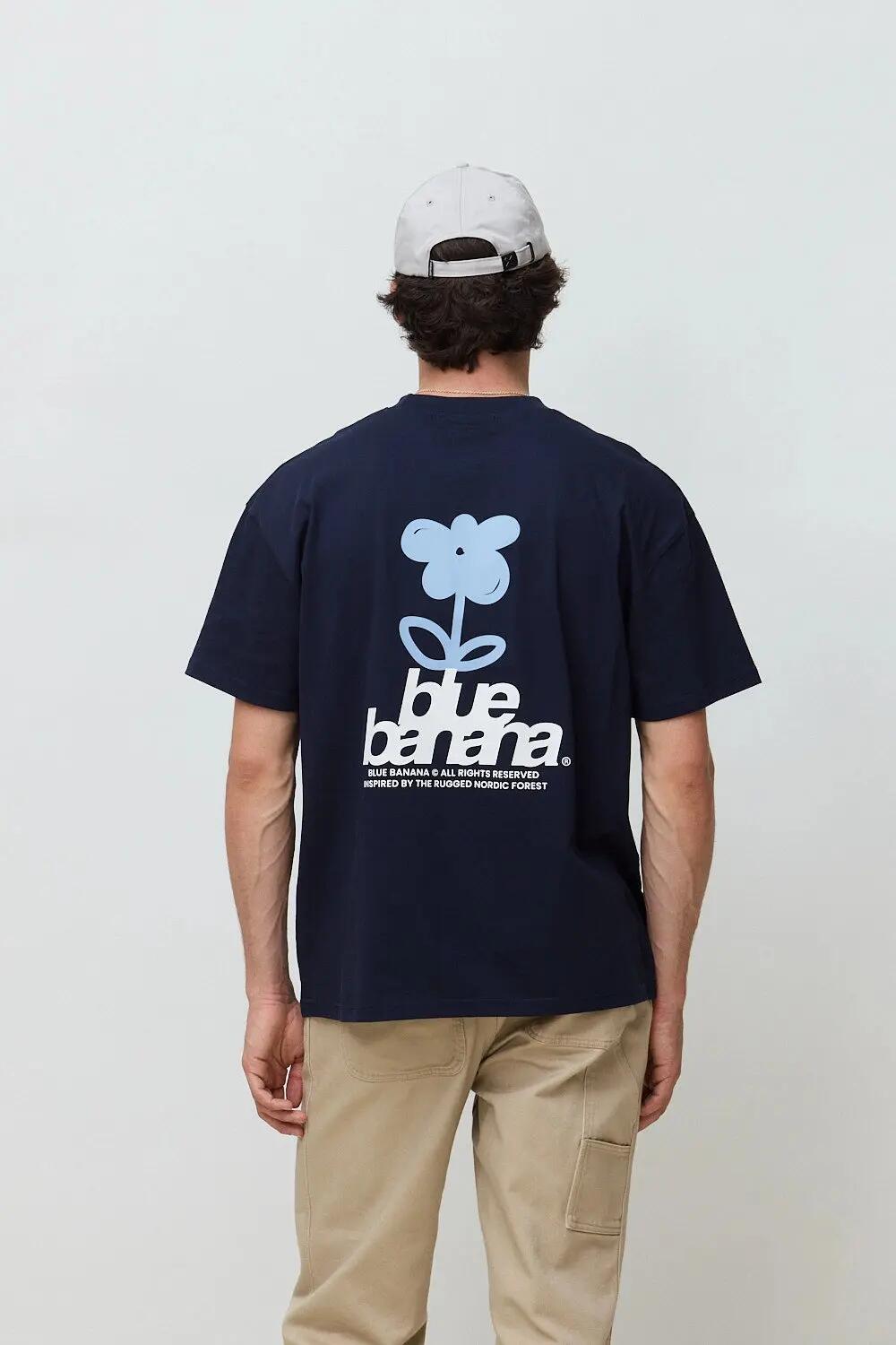 Camiseta Blue Banana de 100% Algodón Orgánico Flower Azul Marino 2/7