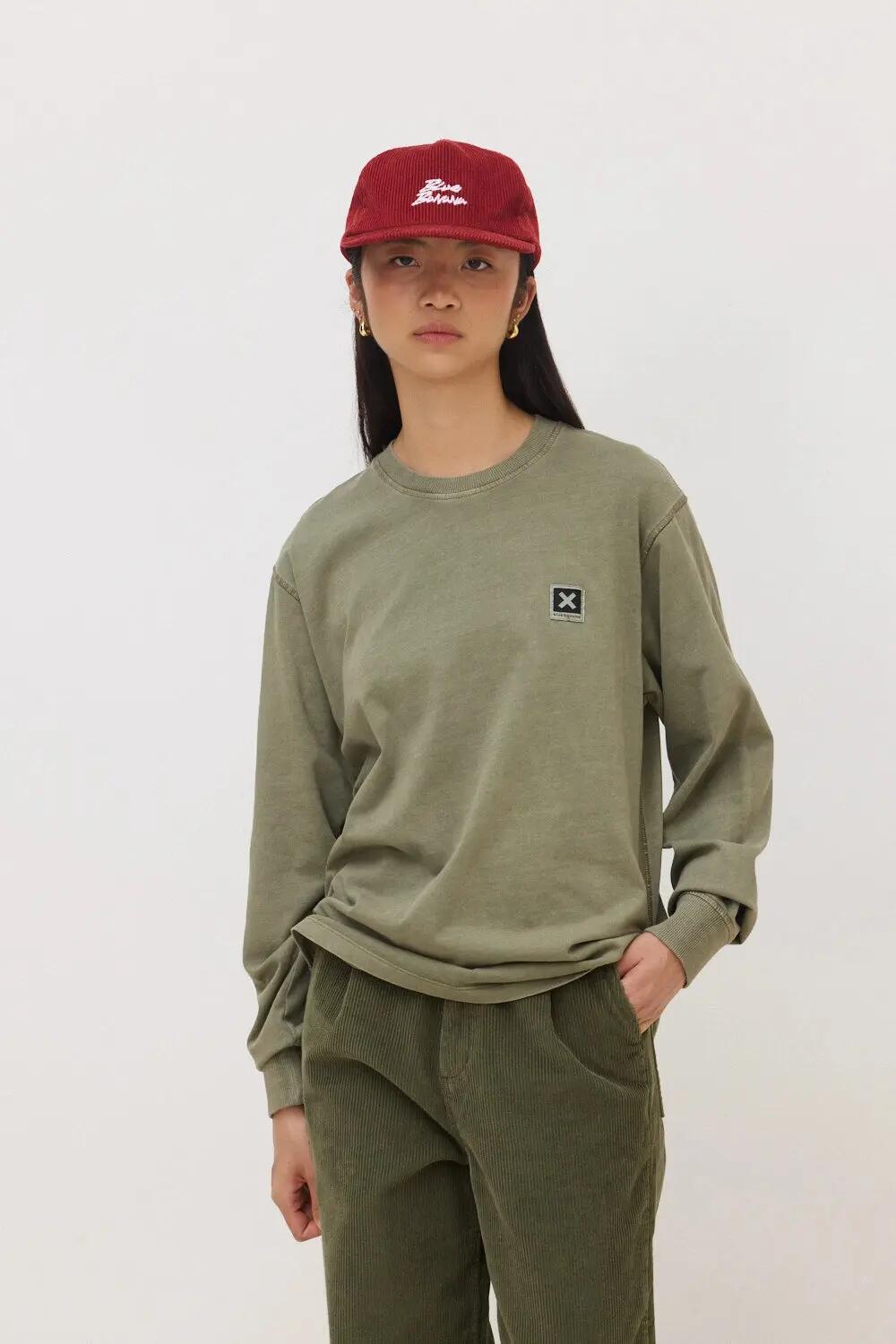 Camiseta de Manga Larga Blue Banana de 100% Algodón Orgánico Iconic Olive Green 4/7