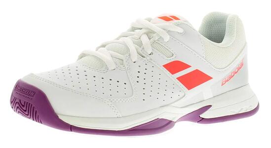Kinder - Tennis - Schuhe - leicht, stabil - Pulsion All Court - Weiß/Orange Fluo