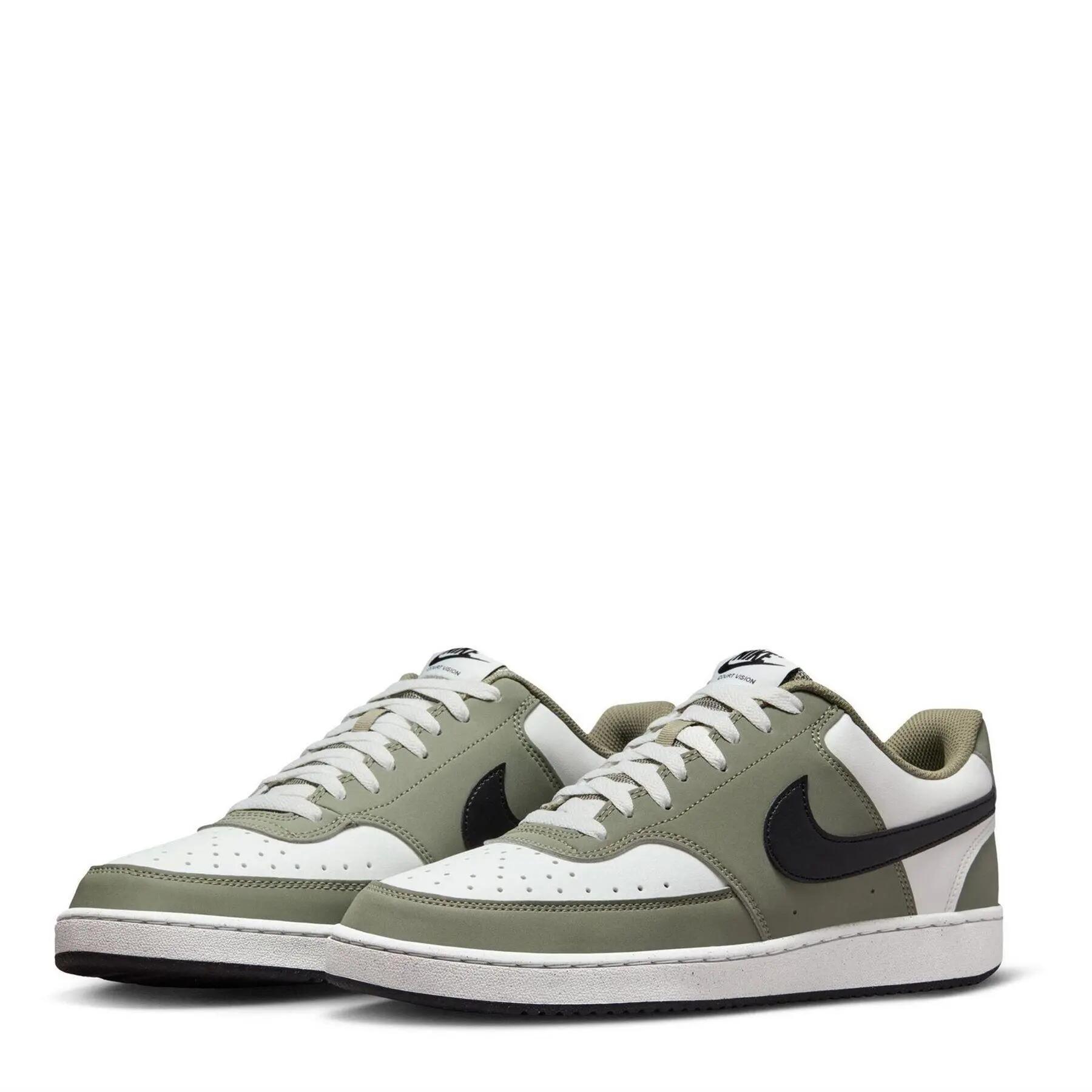 Mens Vision Low Leather Trainers (Sage/Black/White) 3/5