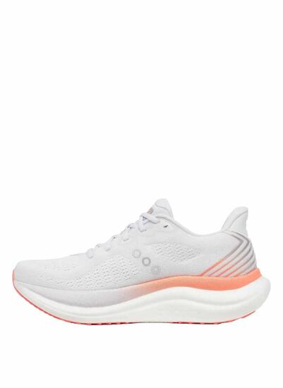 Chaussures - course - femme - amorti - blanc/saumon