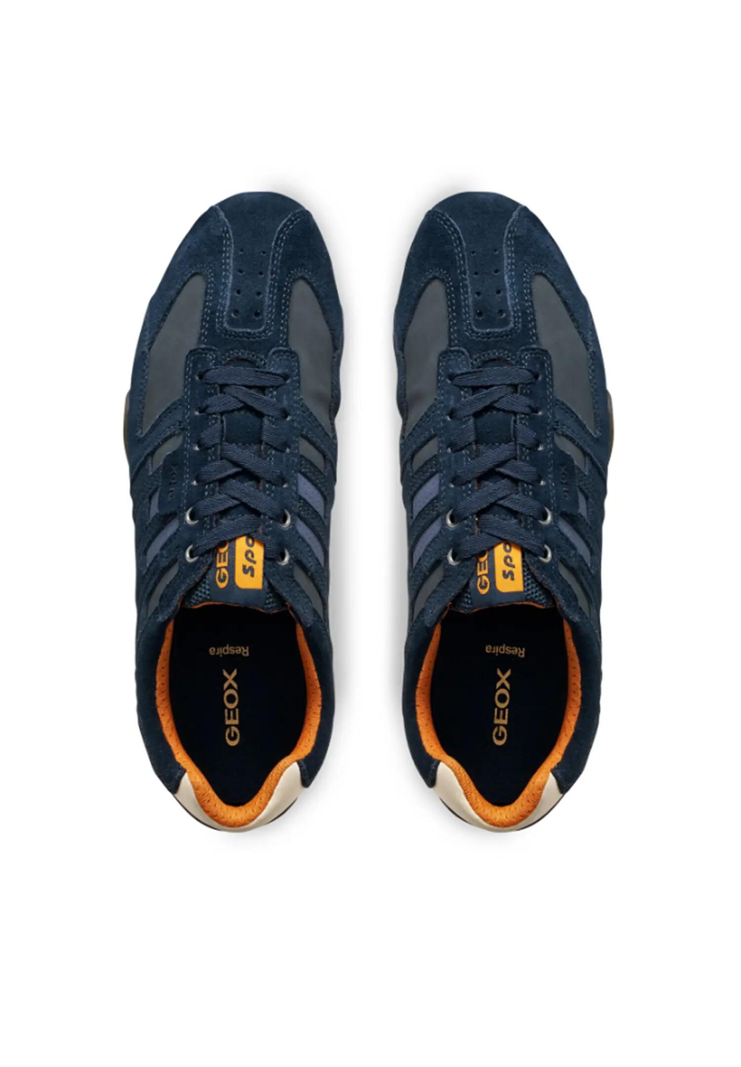 Geox Herren U Snake Slip-On Sneaker Veloursleder Mesh Blau 4/5