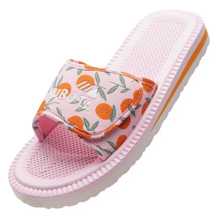 Kubota Femme Claquettes à Scratch Motif Fleurs Écru