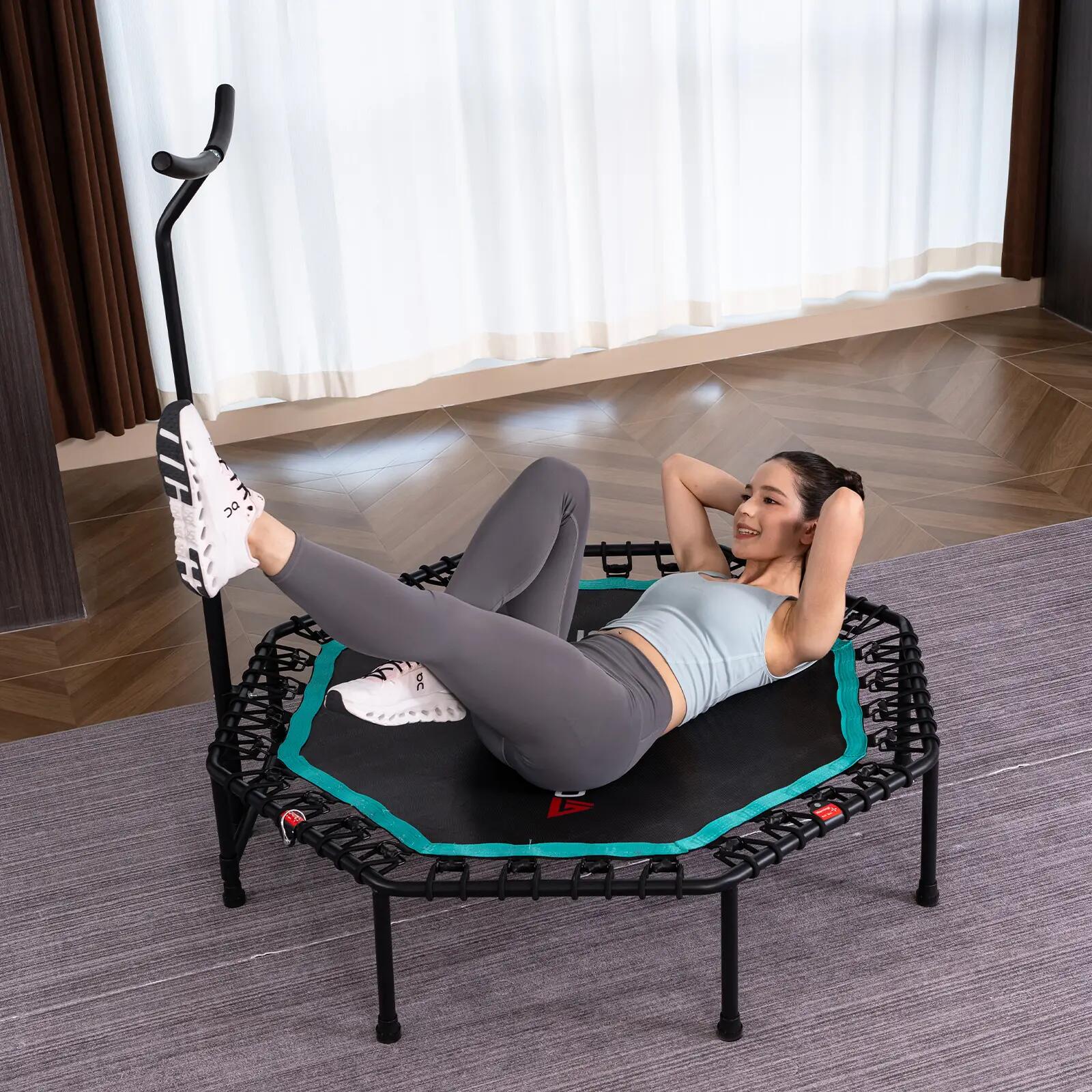 Trampolina fitness ośmiokątna, stabilna, z regulowanym uchwytem 7/8