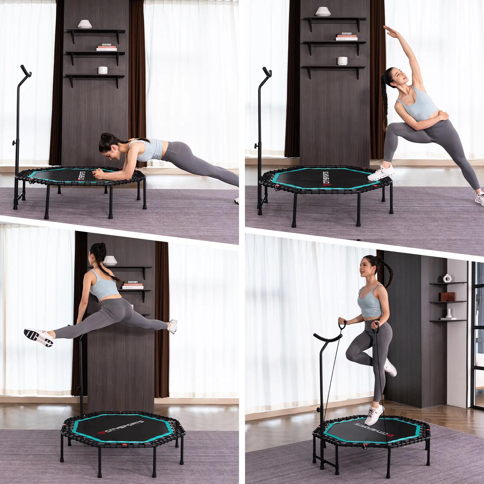 Trampolina fitness ośmiokątna, stabilna, z regulowanym uchwytem 4/8