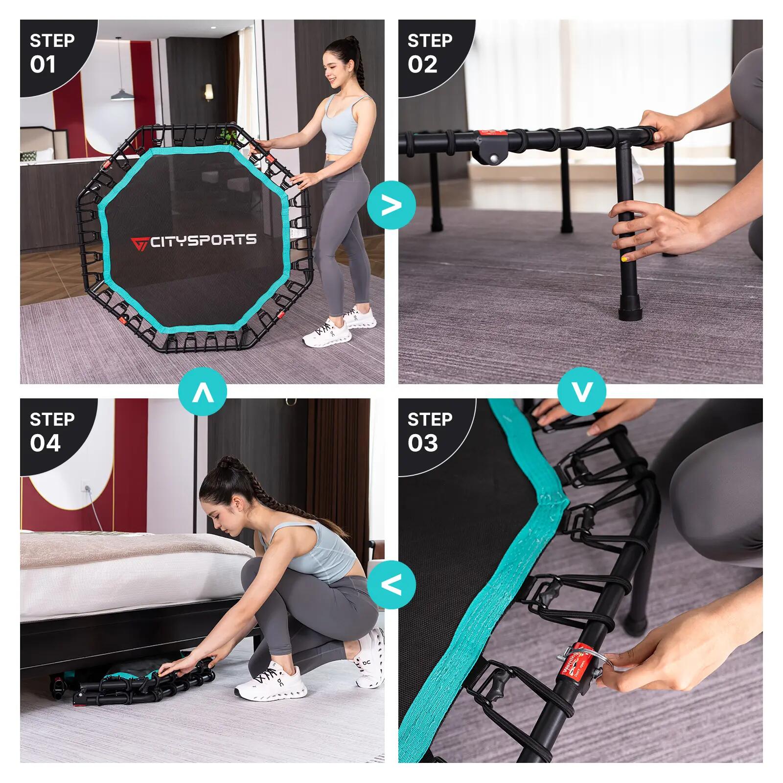 Trampolina fitness ośmiokątna, stabilna, z regulowanym uchwytem 3/8
