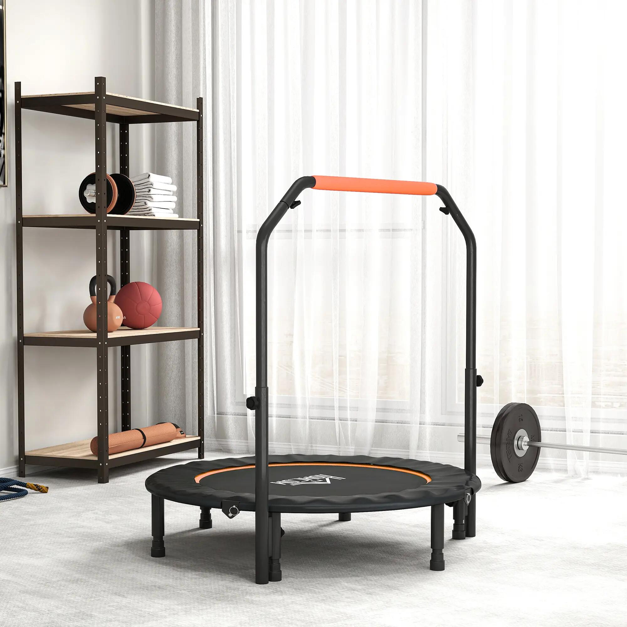 Mini trampoline fitness diamètre 114 cm guidon ajustable orange noir 4/6