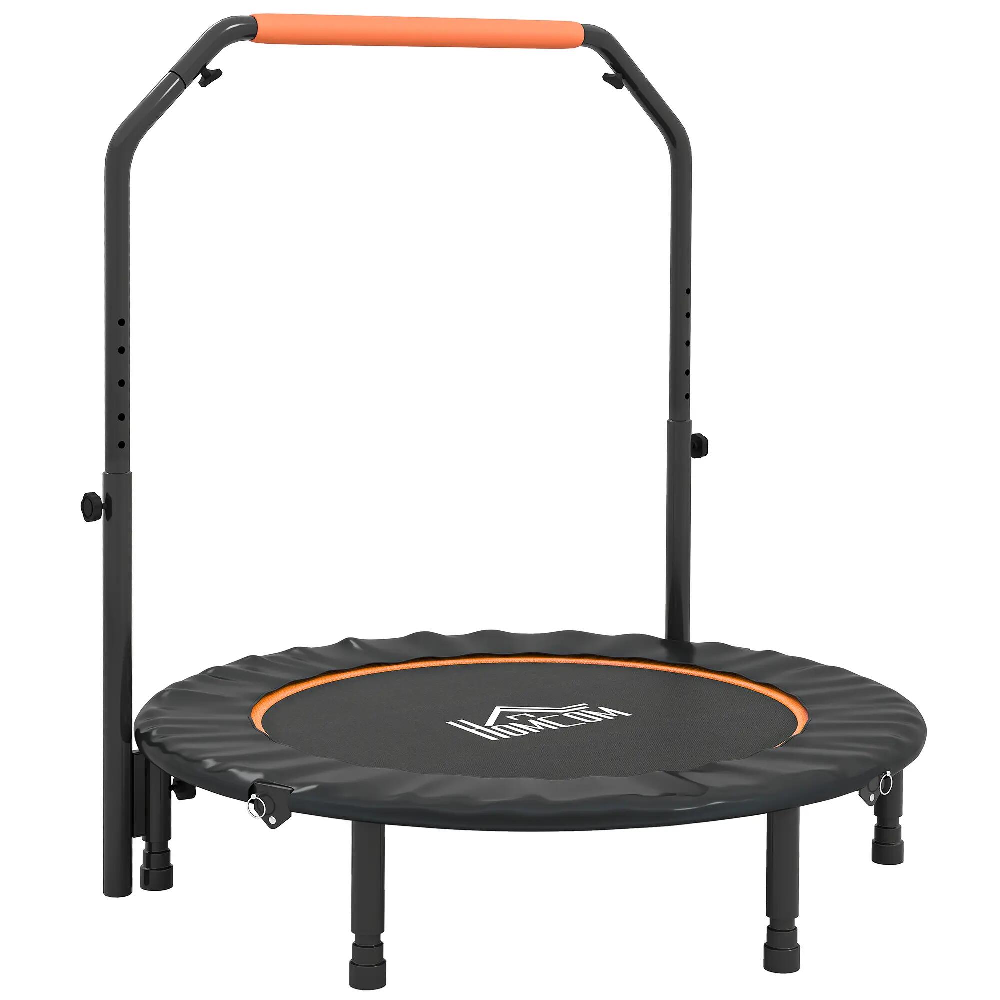 Mini trampoline fitness diamètre 114 cm guidon ajustable orange noir 2/6