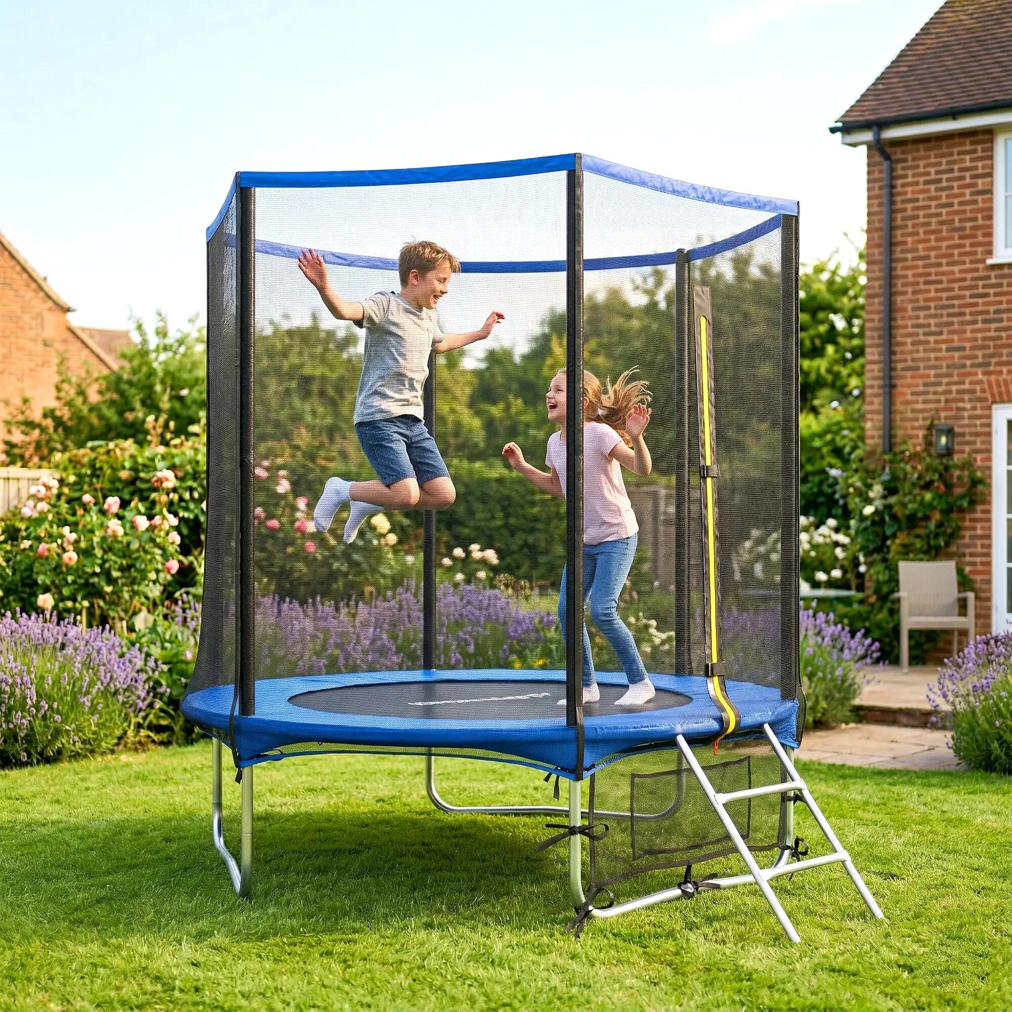 Trampoline d'extérieur Ø183 cm pour enfants de 6 ans et plus et adultes, avec fi 4/9