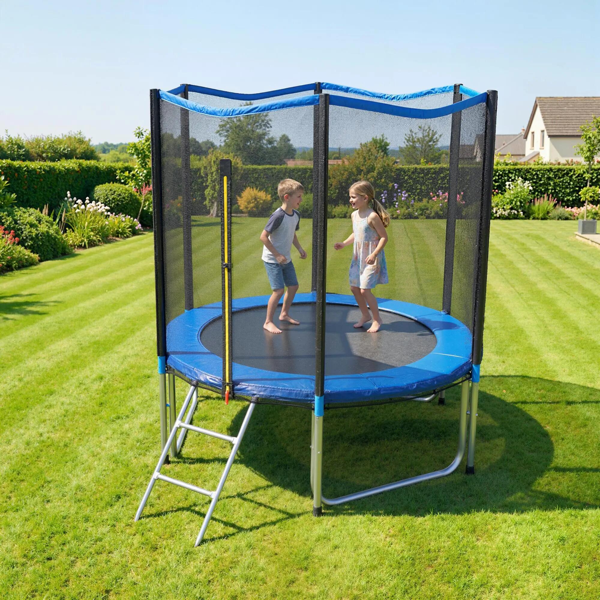 Trampoline d'extérieur Ø244 cm pour enfants avec filet de sécurité, échelle et c 4/9