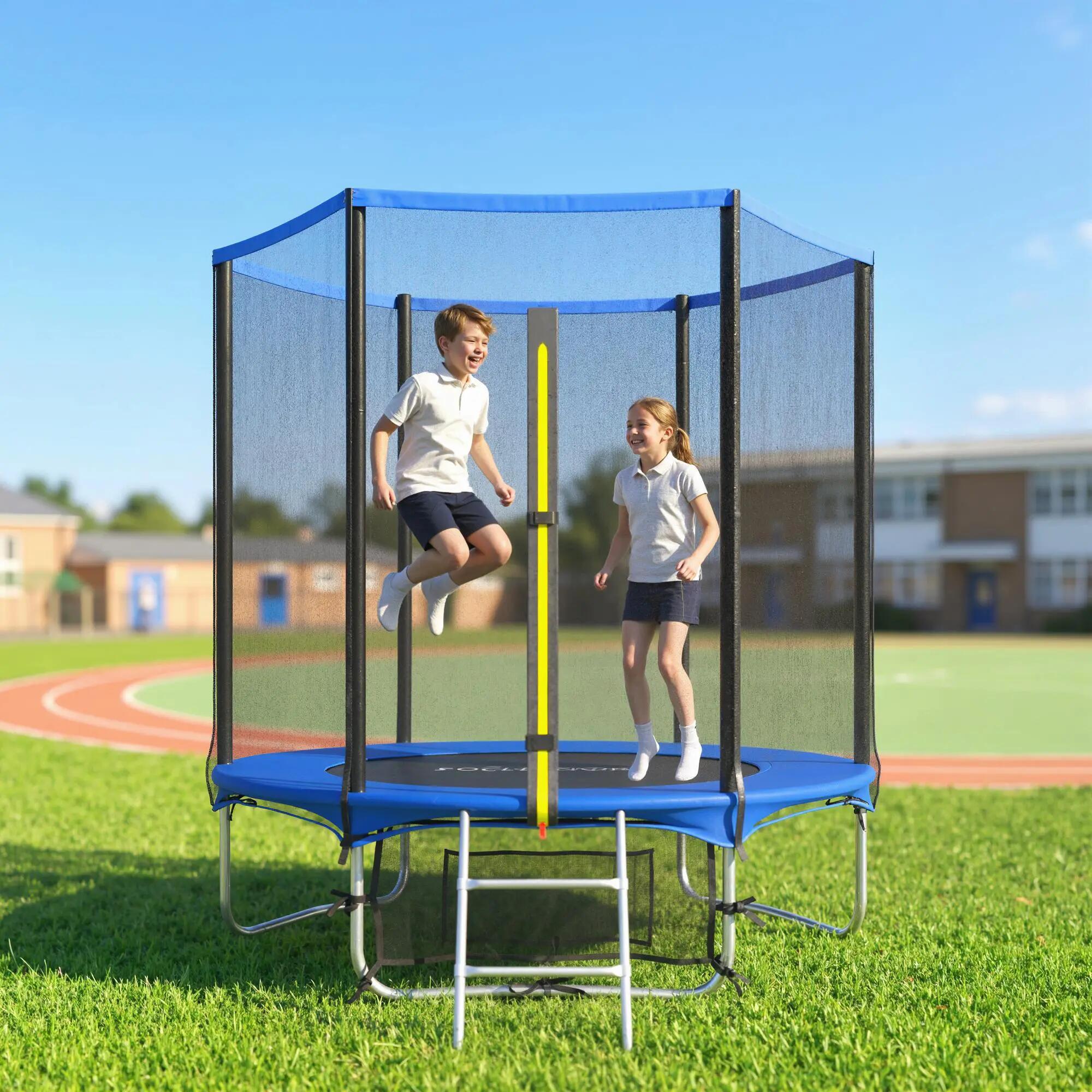 Trampoline d'extérieur Ø183 cm pour enfants de 6 ans et plus et adultes, avec fi 3/9