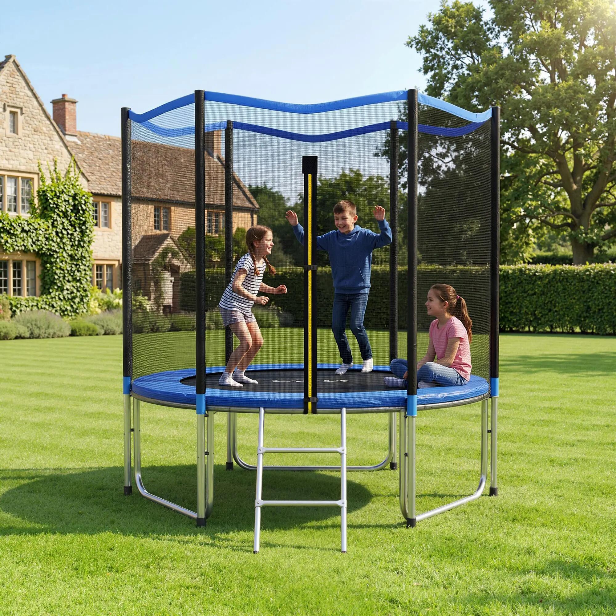 Trampoline d'extérieur Ø244 cm pour enfants avec filet de sécurité, échelle et c 3/9
