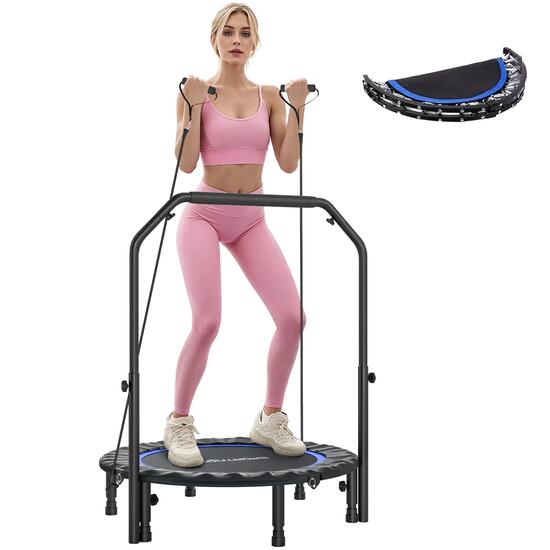 Trampoline pliable Ø102 cm avec poignée réglable, cadre en acier pour le renforc
