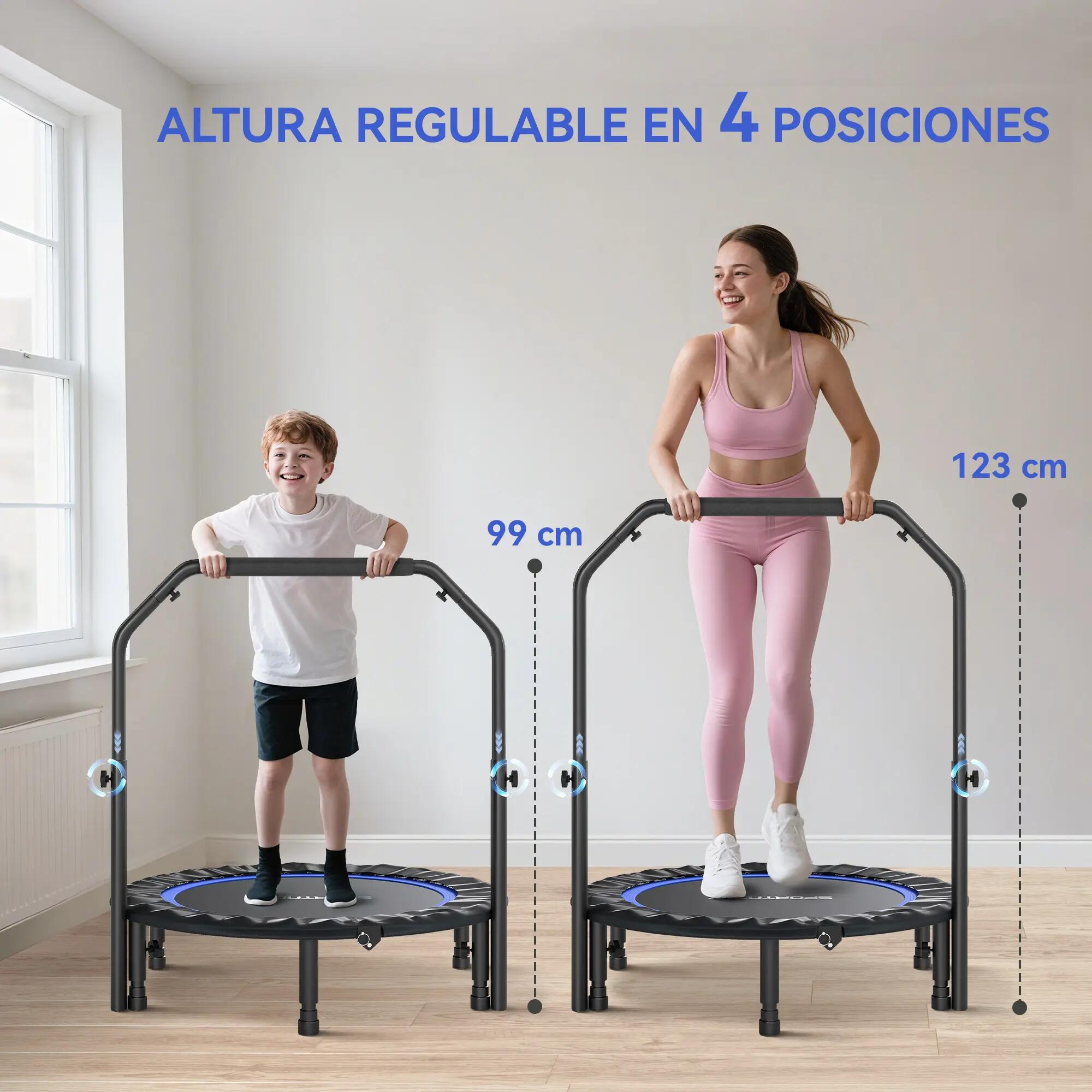 Trampoline pliable Ø102 cm avec poignée réglable, cadre en acier pour le renforc 6/9