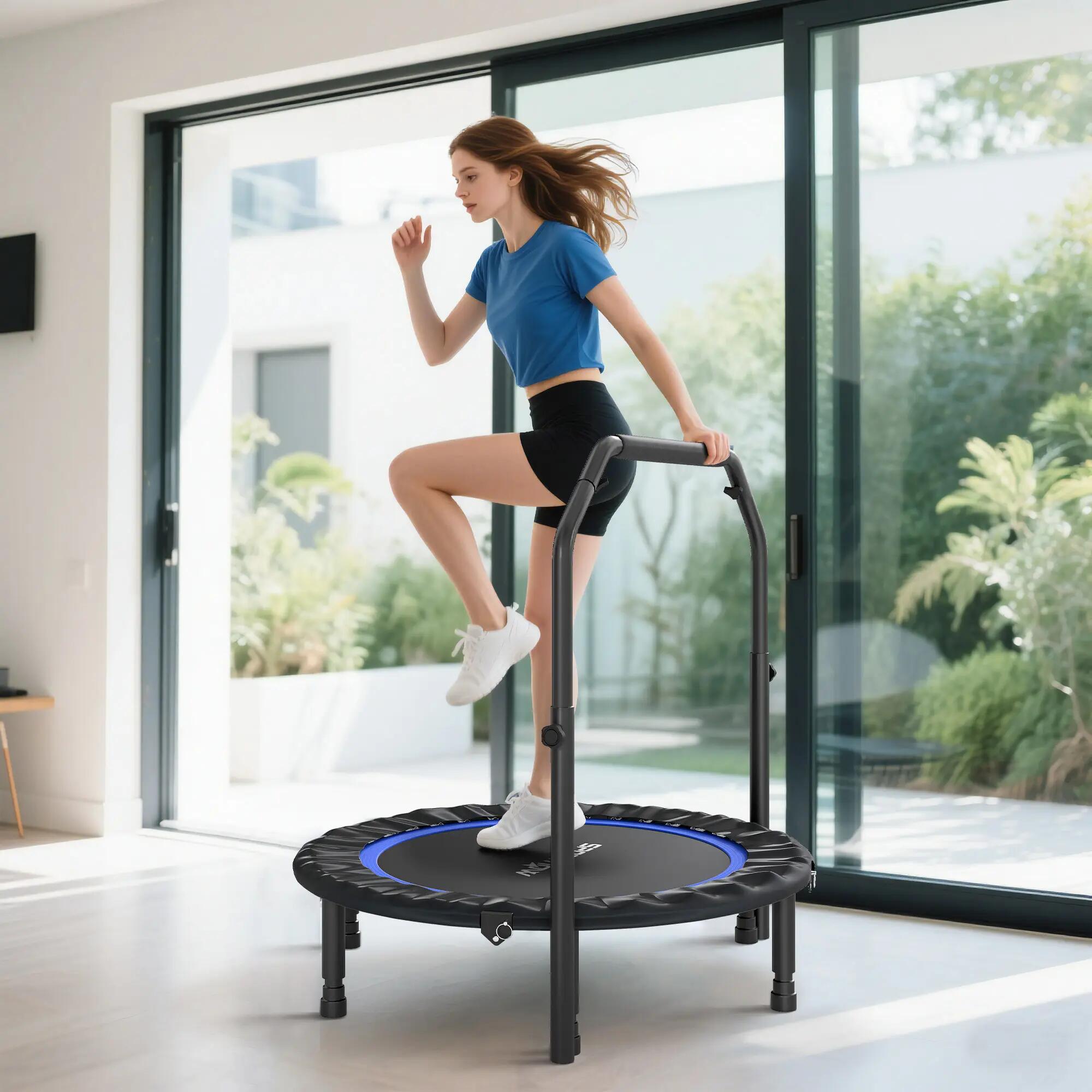 Trampoline pliable Ø102 cm avec poignée réglable, cadre en acier pour le renforc 4/9