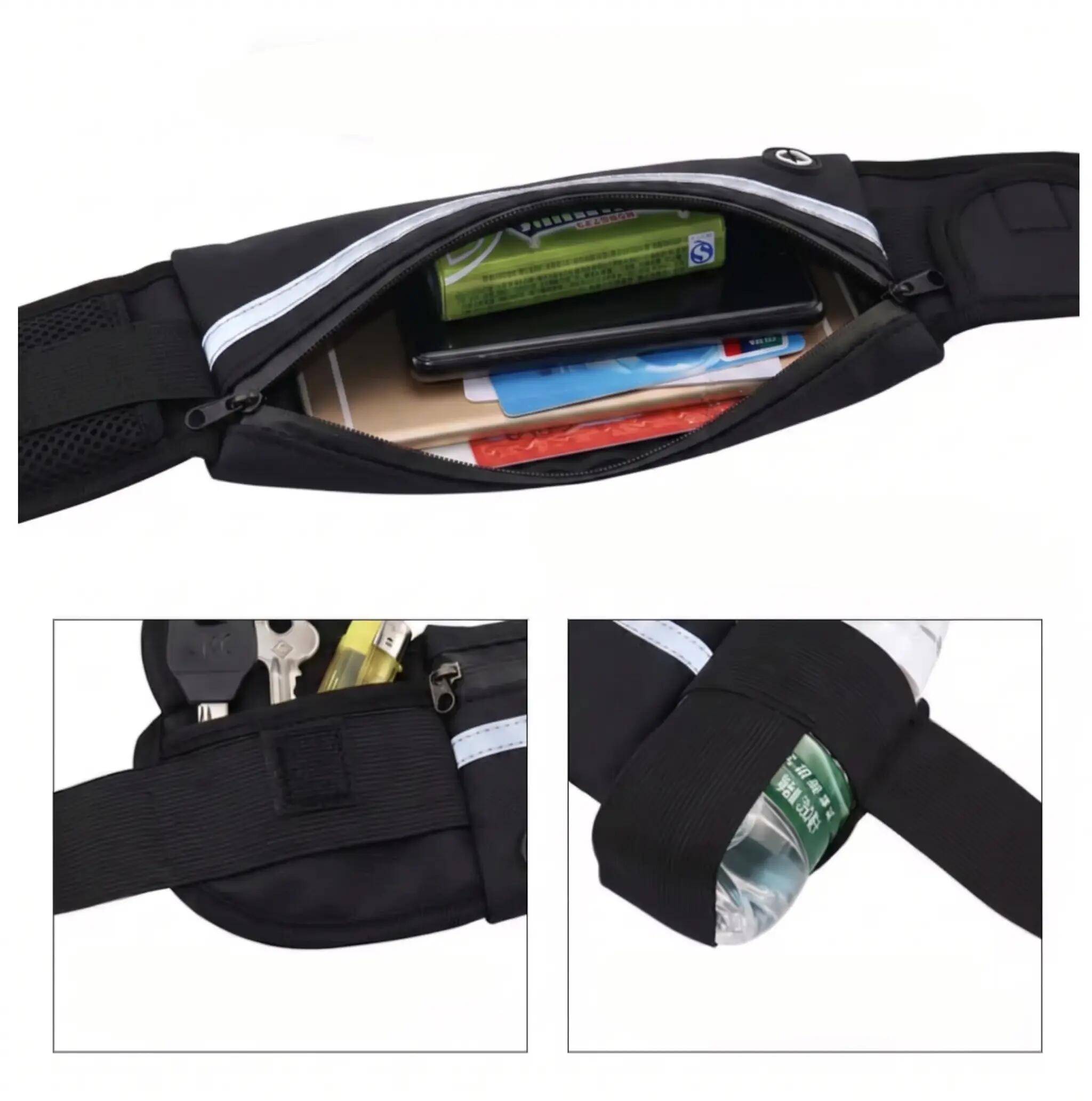 Cinto para correr com suporte para telemóvel Cinto ajustável e refletor 3/8