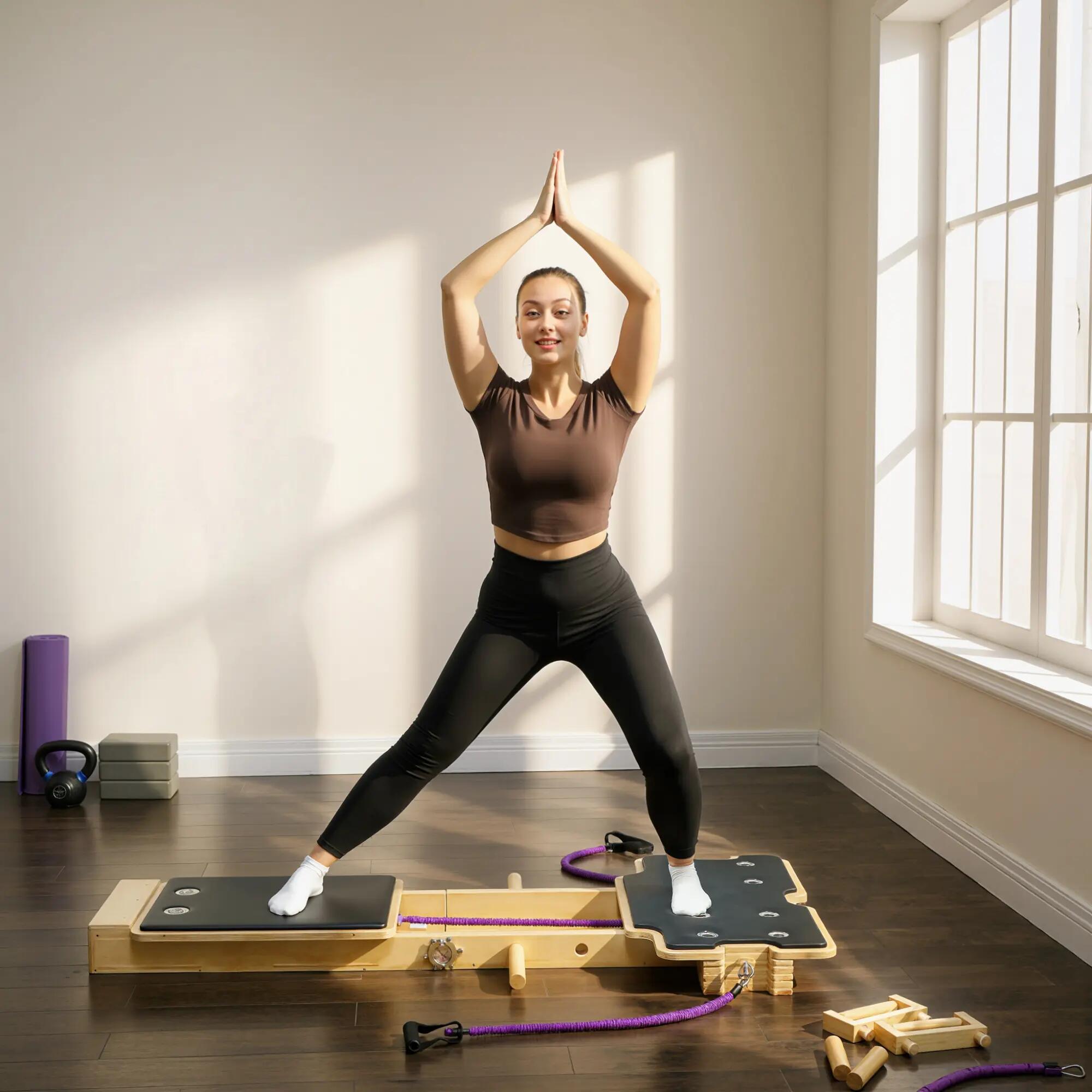 Planche reformer - pilates - unisexe - réglable - vert clair 4/6