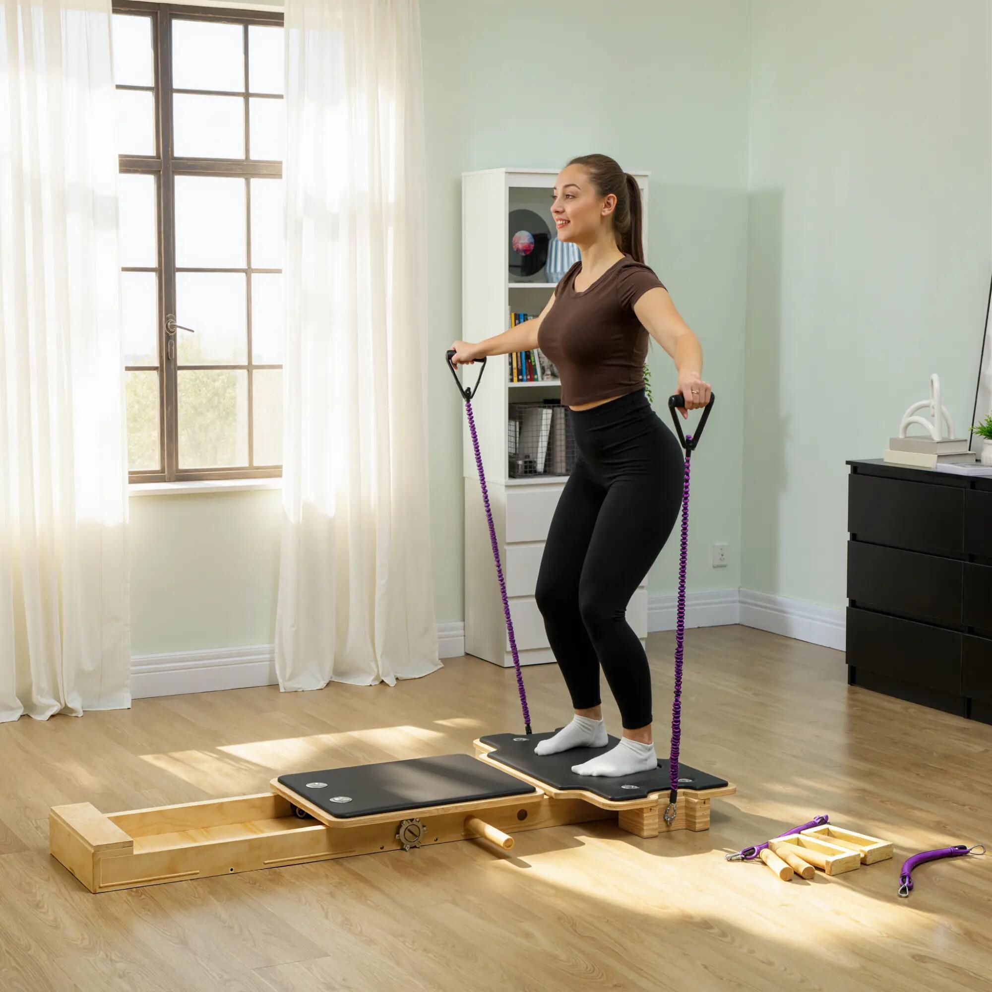 Planche reformer - pilates - unisexe - réglable - vert clair 3/6