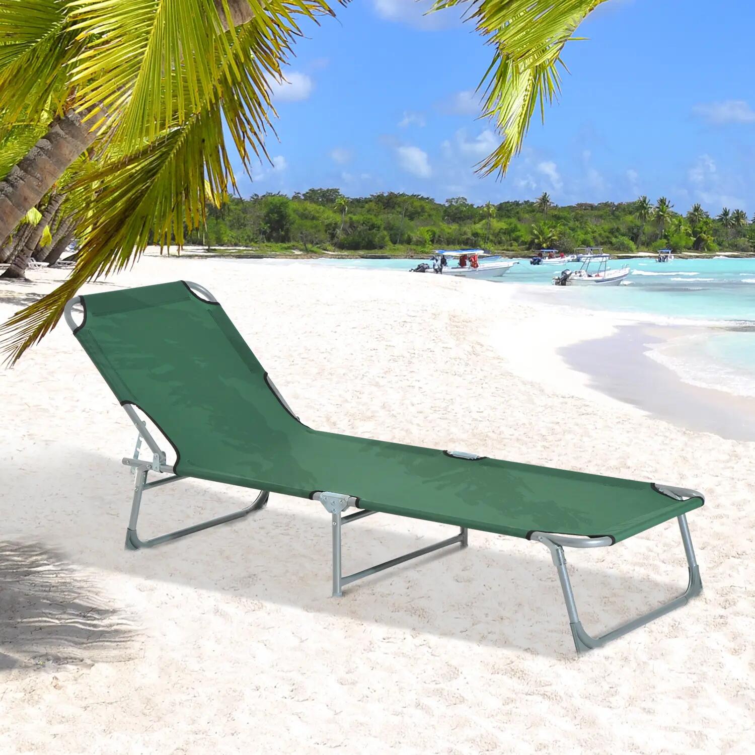 Lit de camp - camping - unisexe - pliant réglable - vert 4/6