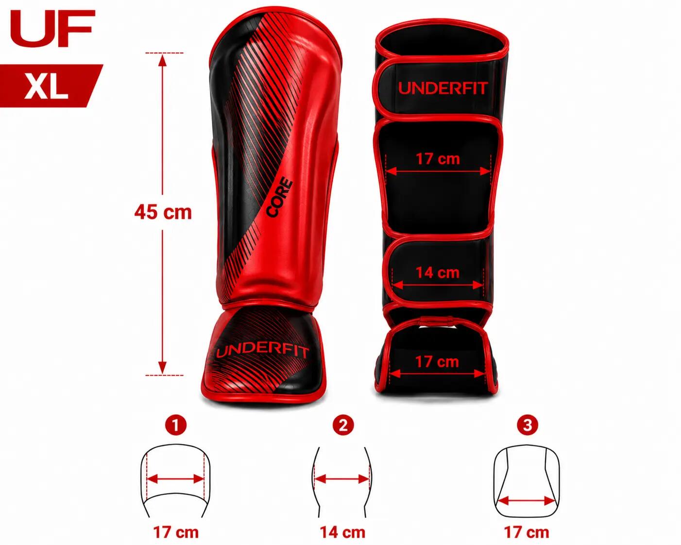 Ochraniacze piszczeli i stóp UNDERFIT Core czerwone XL 6/6