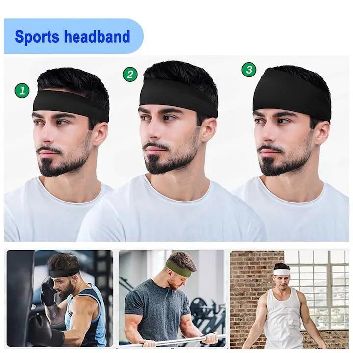 Lot de 5 bandeaux de sport pour homme, JeiibrZui, polyester, 13,5 x 25 cm, multi 5/6