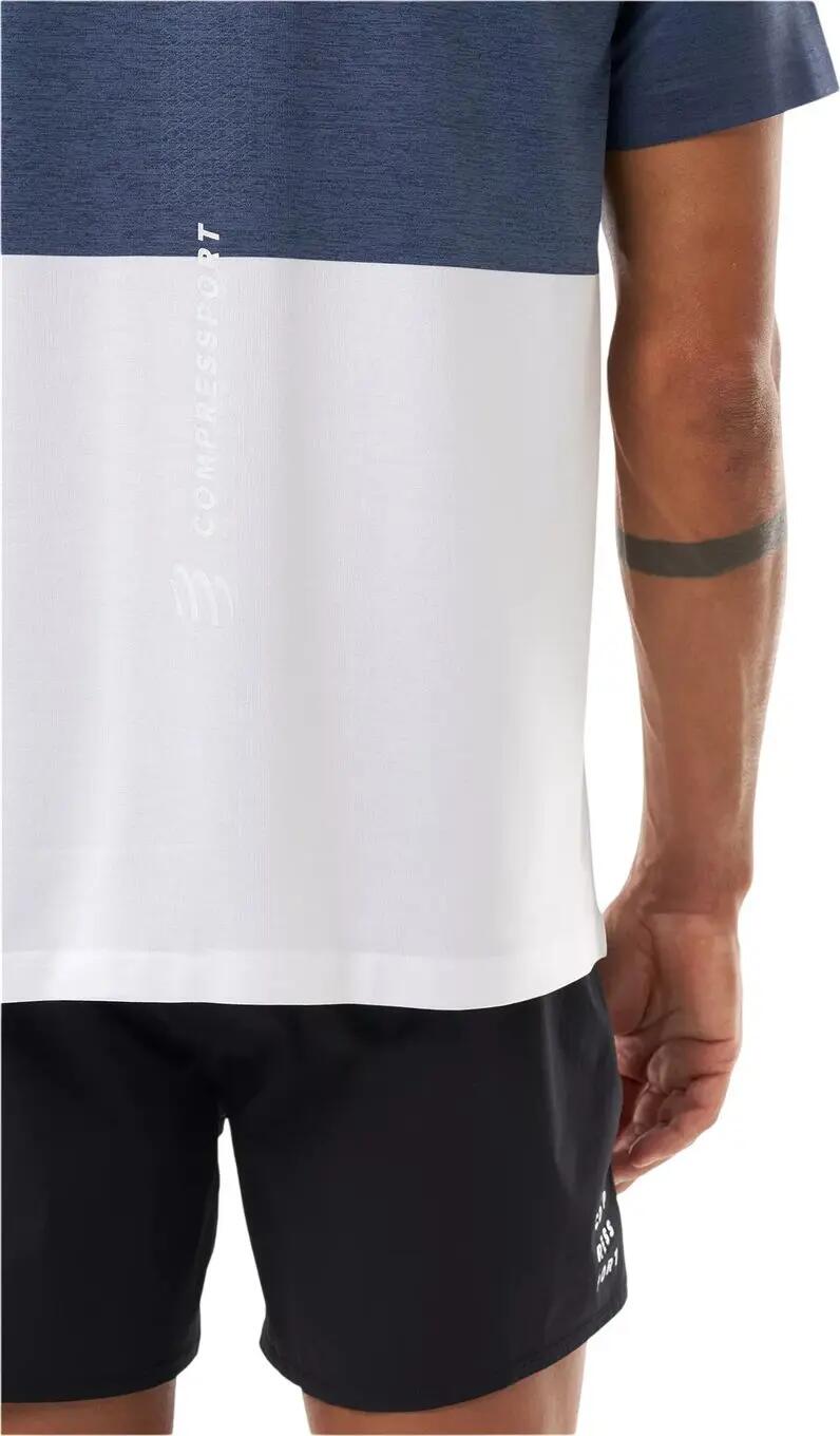 Compressport Performance hardloop-T-shirt, blauw/wit, heren 4/4