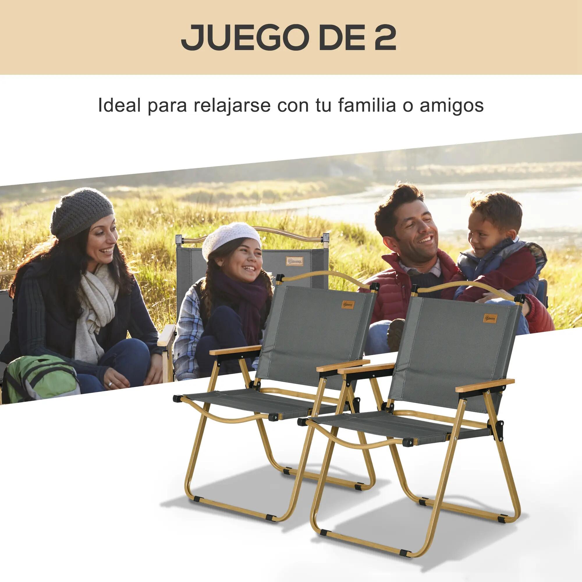 Chaises pliantes - camping - avec accoudoirs - gris foncé 6/6