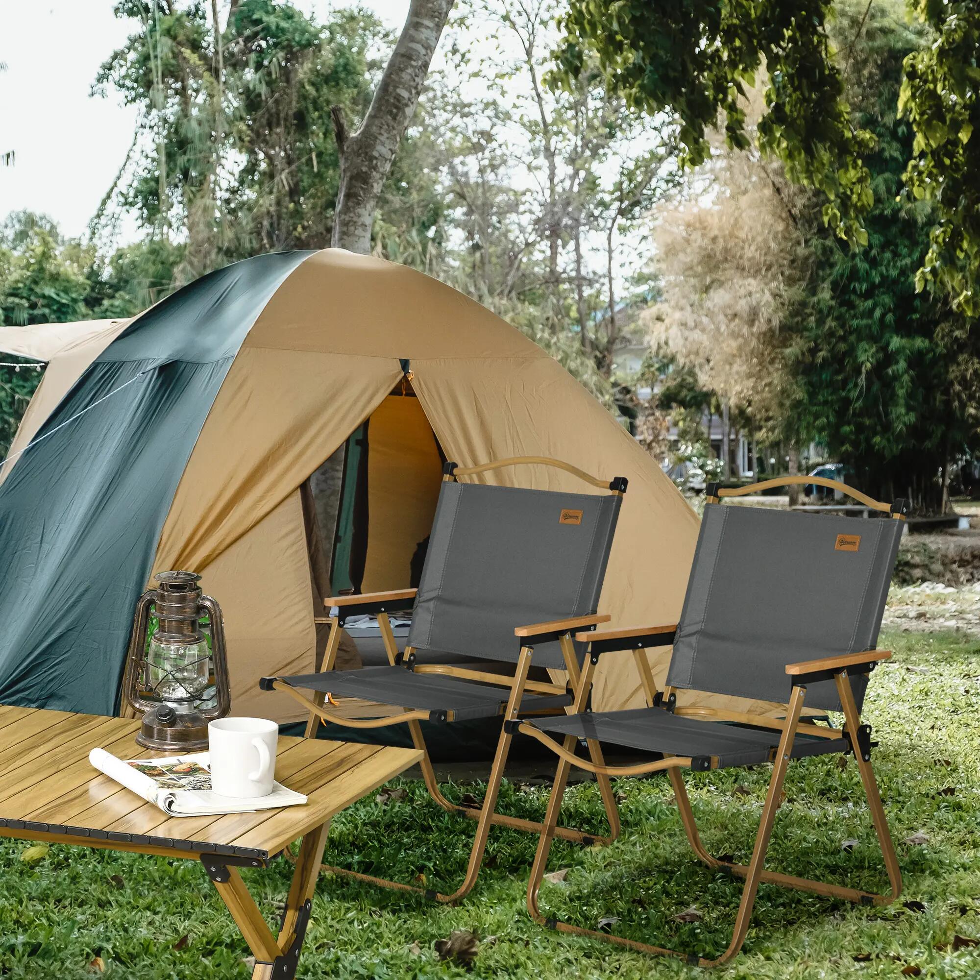 Chaises pliantes - camping - avec accoudoirs - gris foncé 4/6