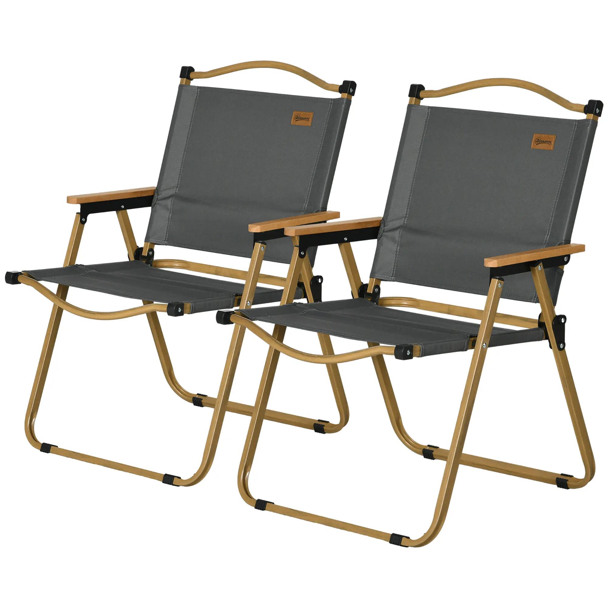 Chaises pliantes - camping - avec accoudoirs - gris foncé 2/6