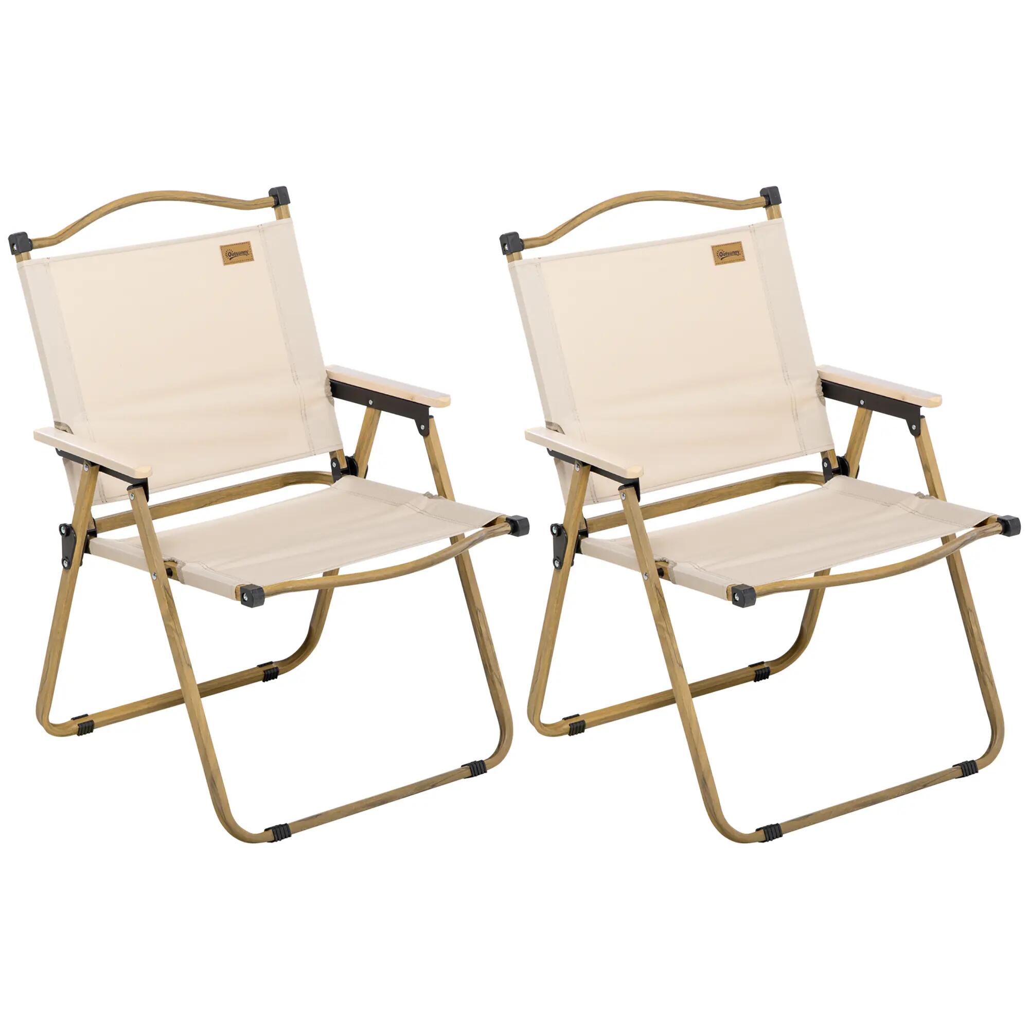 Chaises pliantes - camping - unisexe - accoudoirs imitation bois - kaki 2/6