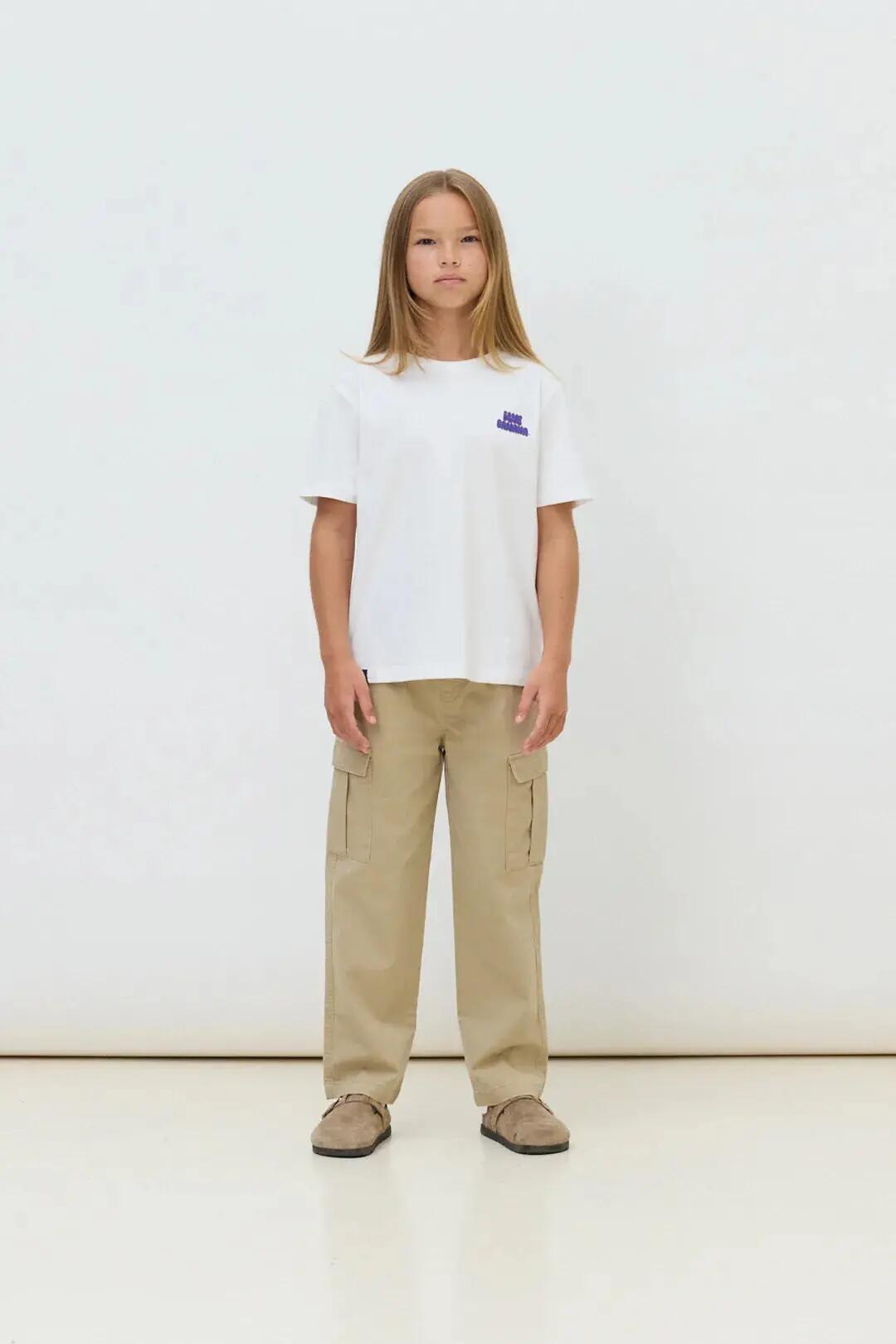 Camiseta Kids Blue Banana de 100% Algodón Orgánico Bubble Blanca 3/4