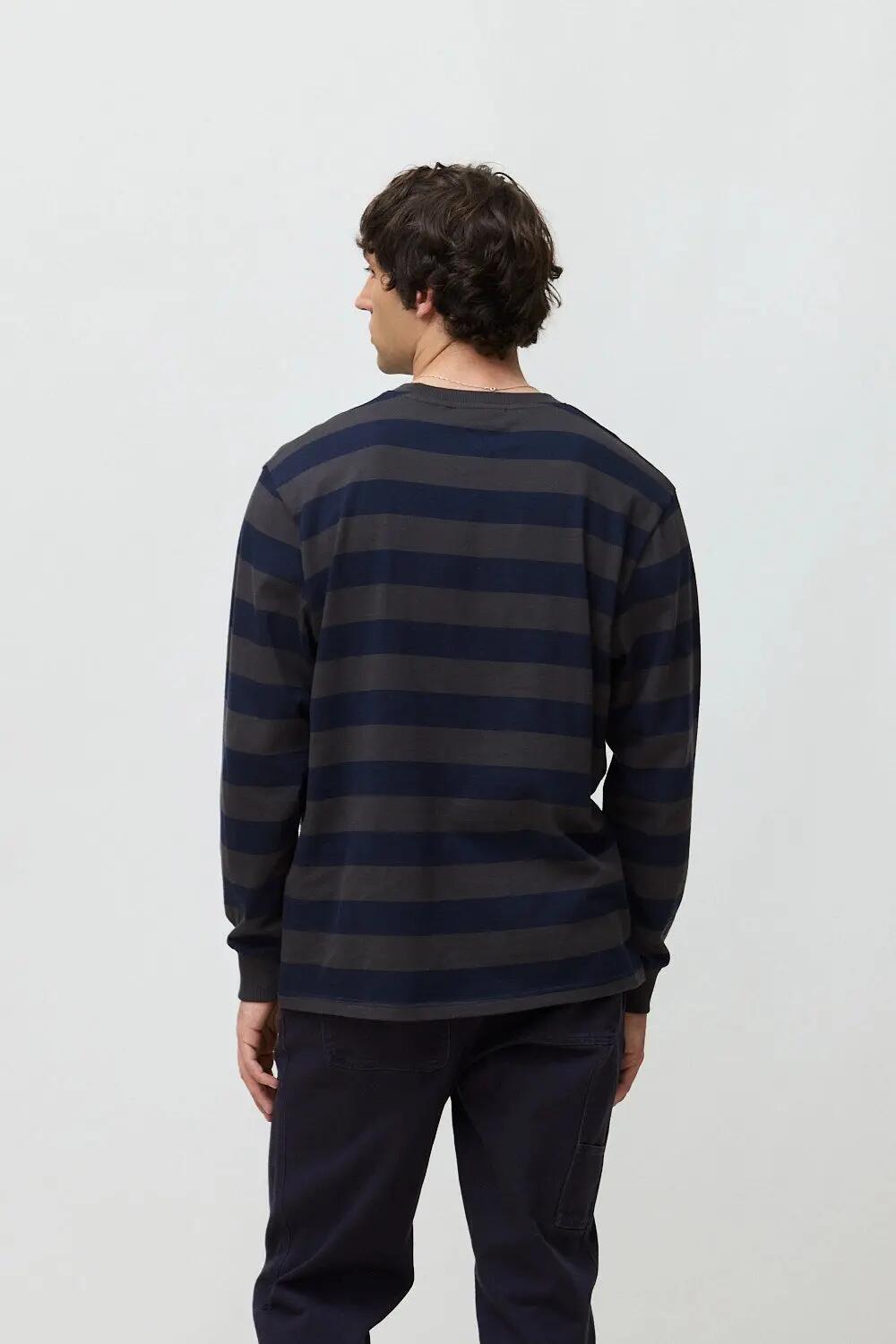 Camiseta de Manga Larga Blue Banana de 100% Algodón Orgánico Stripes Antracita 2/7