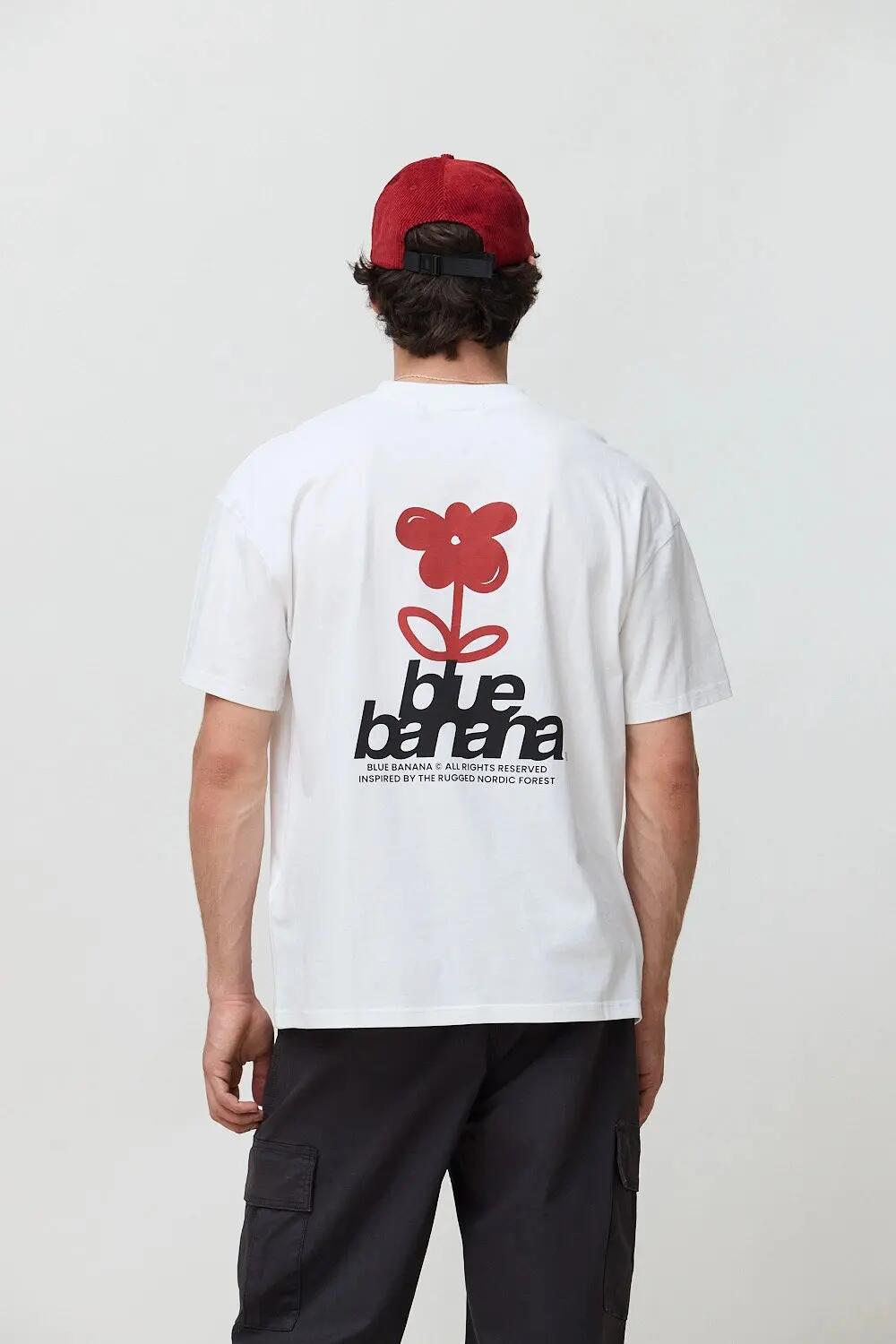 Camiseta Blue Banana de 100% Algodón Orgánico Flower Blanca 2/7