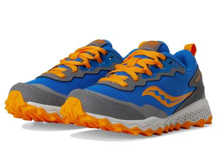 Chaussures - trail - enfants - protectrices et adhérentes - bleu/orange