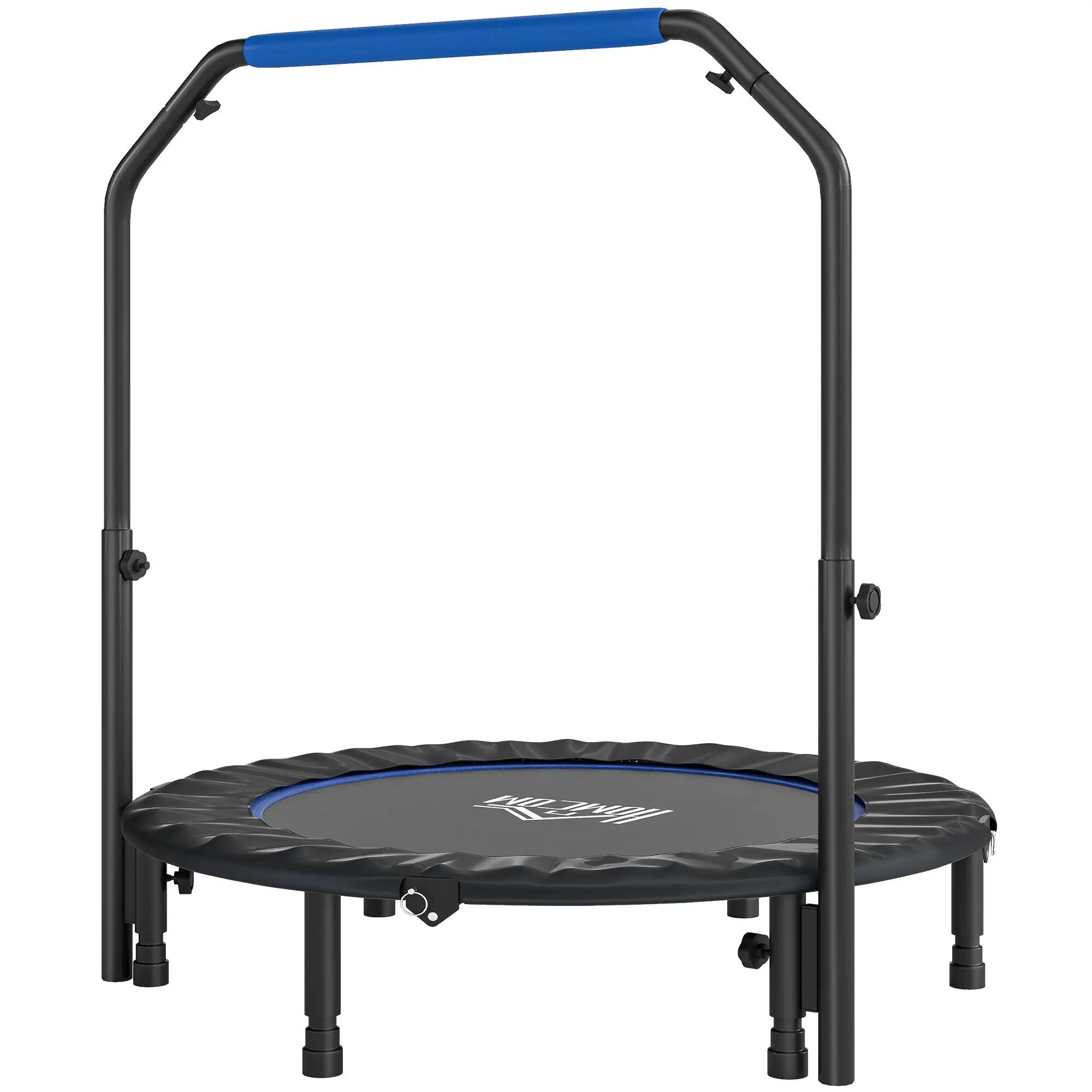 Trampoline pliable 114 cm poignée ajustable acier jambes corps bleu noir 2/6