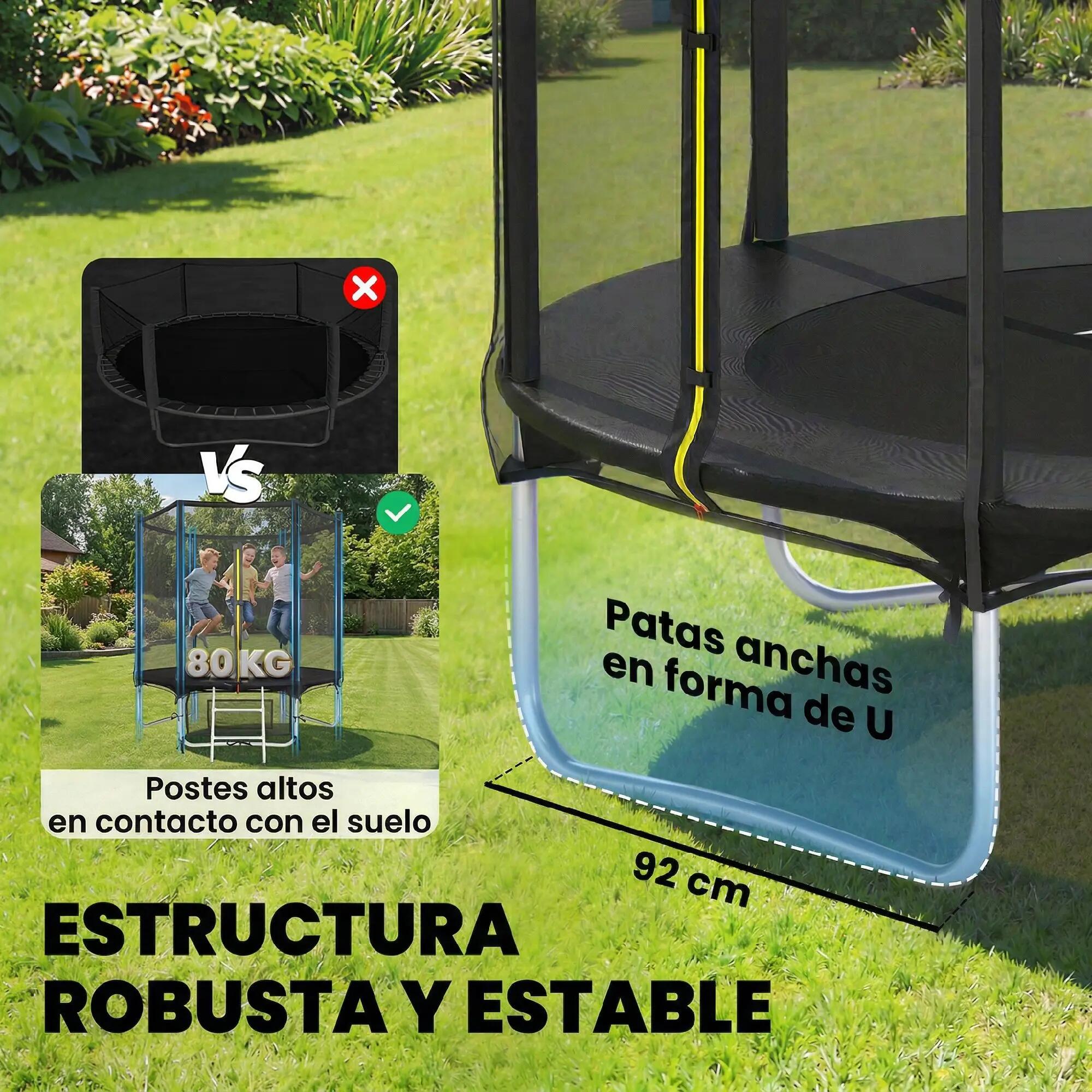 Trampoline d'extérieur Ø183 cm pour enfants et adultes dès 6 ans, avec filet de 6/9