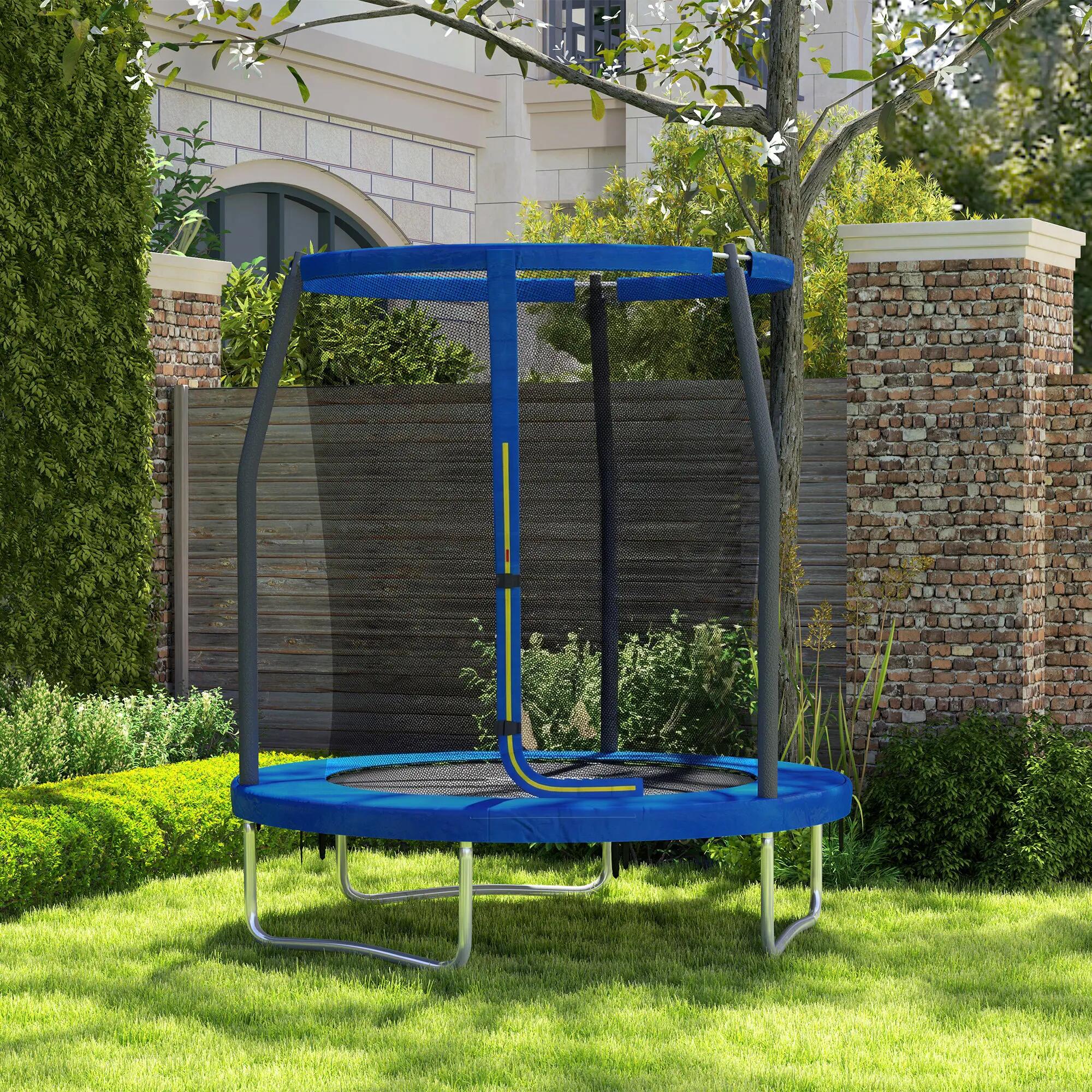 Trampoline pour enfants avec filet de sécurité Ø183x200 cm Bleu 4/9