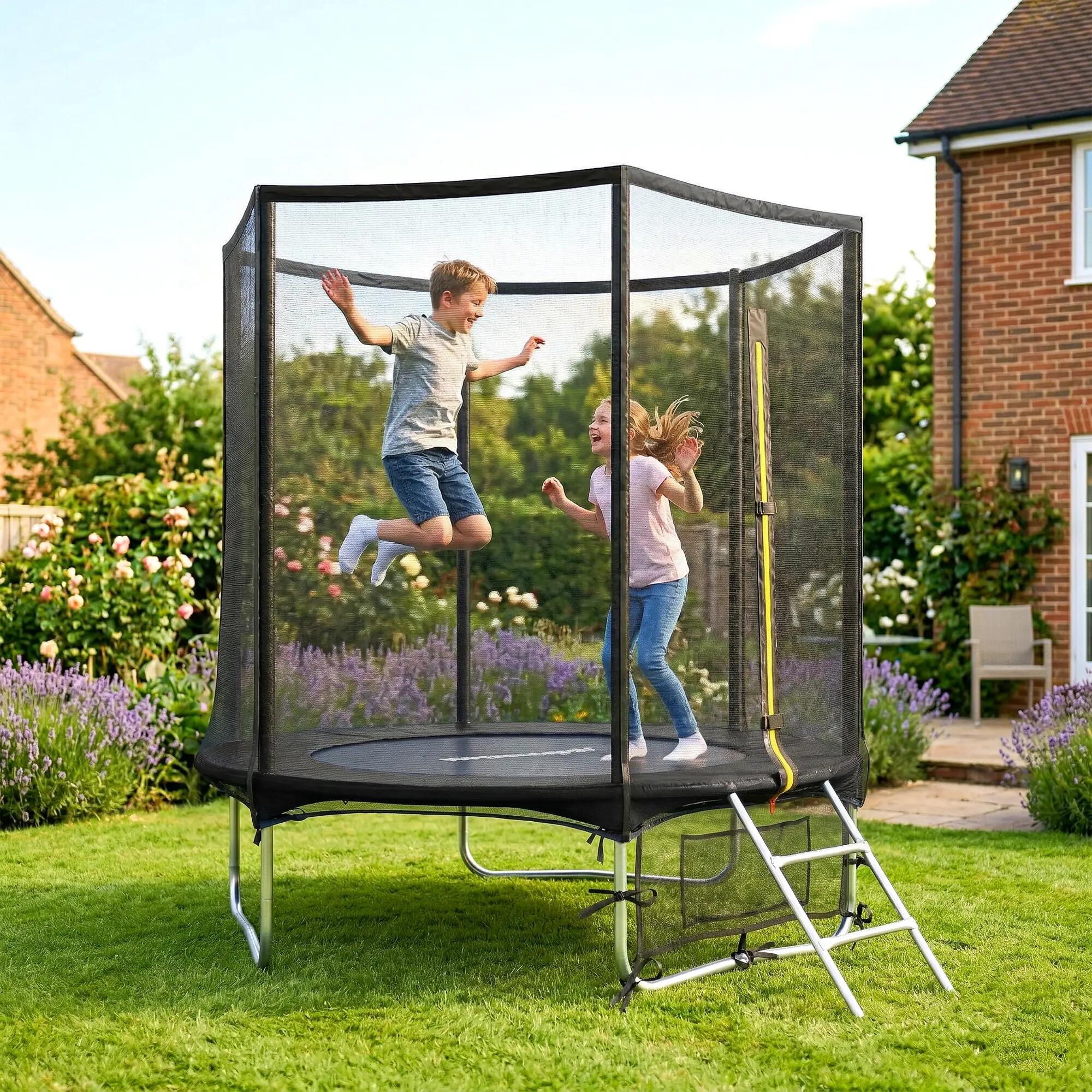 Trampoline d'extérieur Ø183 cm pour enfants et adultes dès 6 ans, avec filet de 4/9