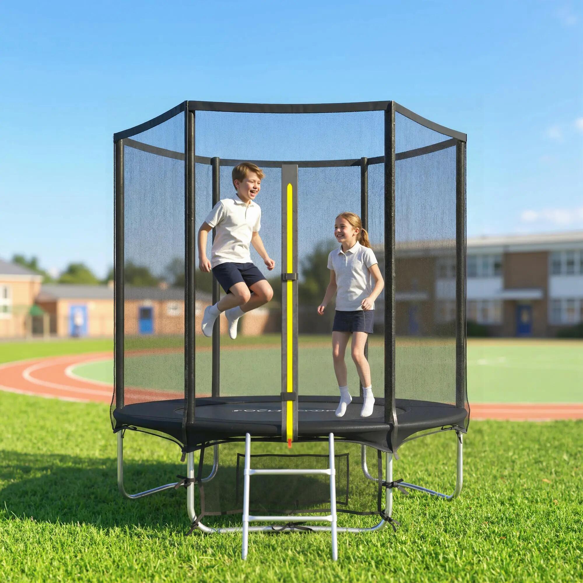 Trampoline d'extérieur Ø183 cm pour enfants et adultes dès 6 ans, avec filet de 3/9